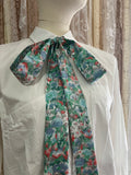 Painterly Floral Lawn Cotton Pussybow Tie Collar