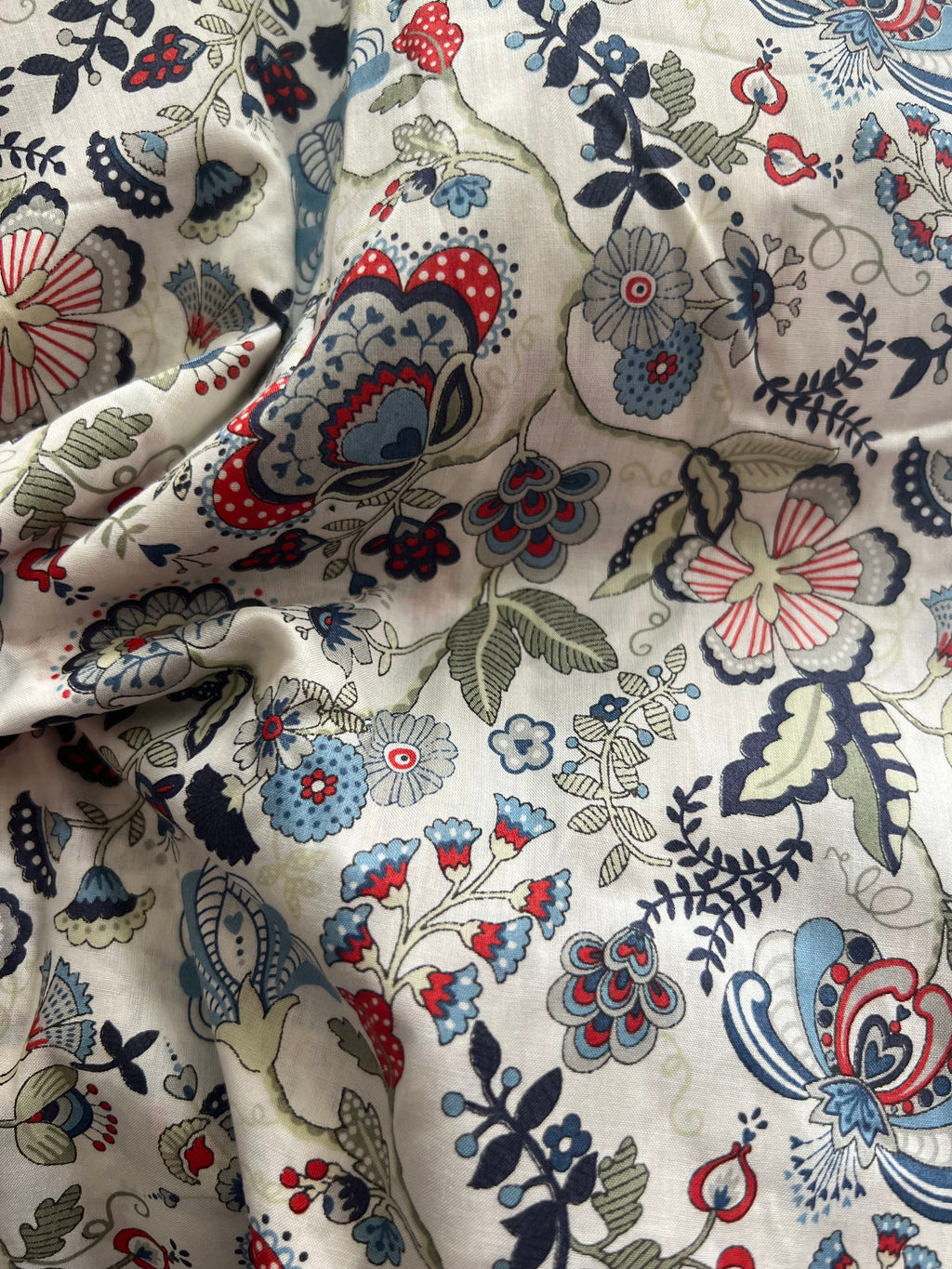 ‘Mabelle’ Blue Tana Lawn Cotton Pussybow Tie Collar