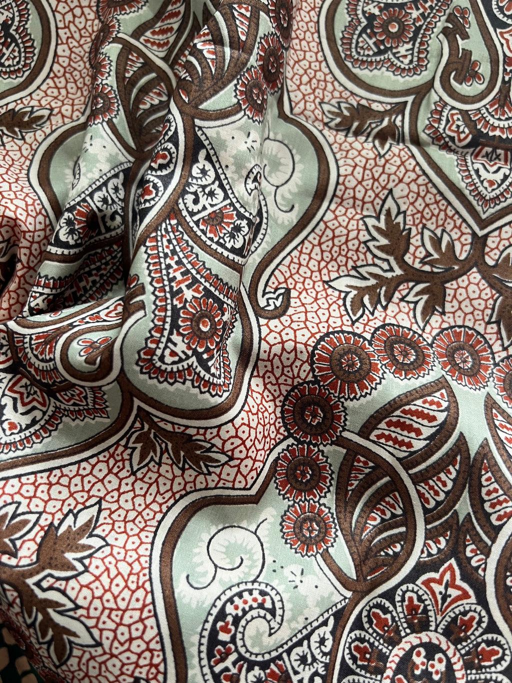 Henna Paisley Lawn Cotton Pussybow Tie Collar