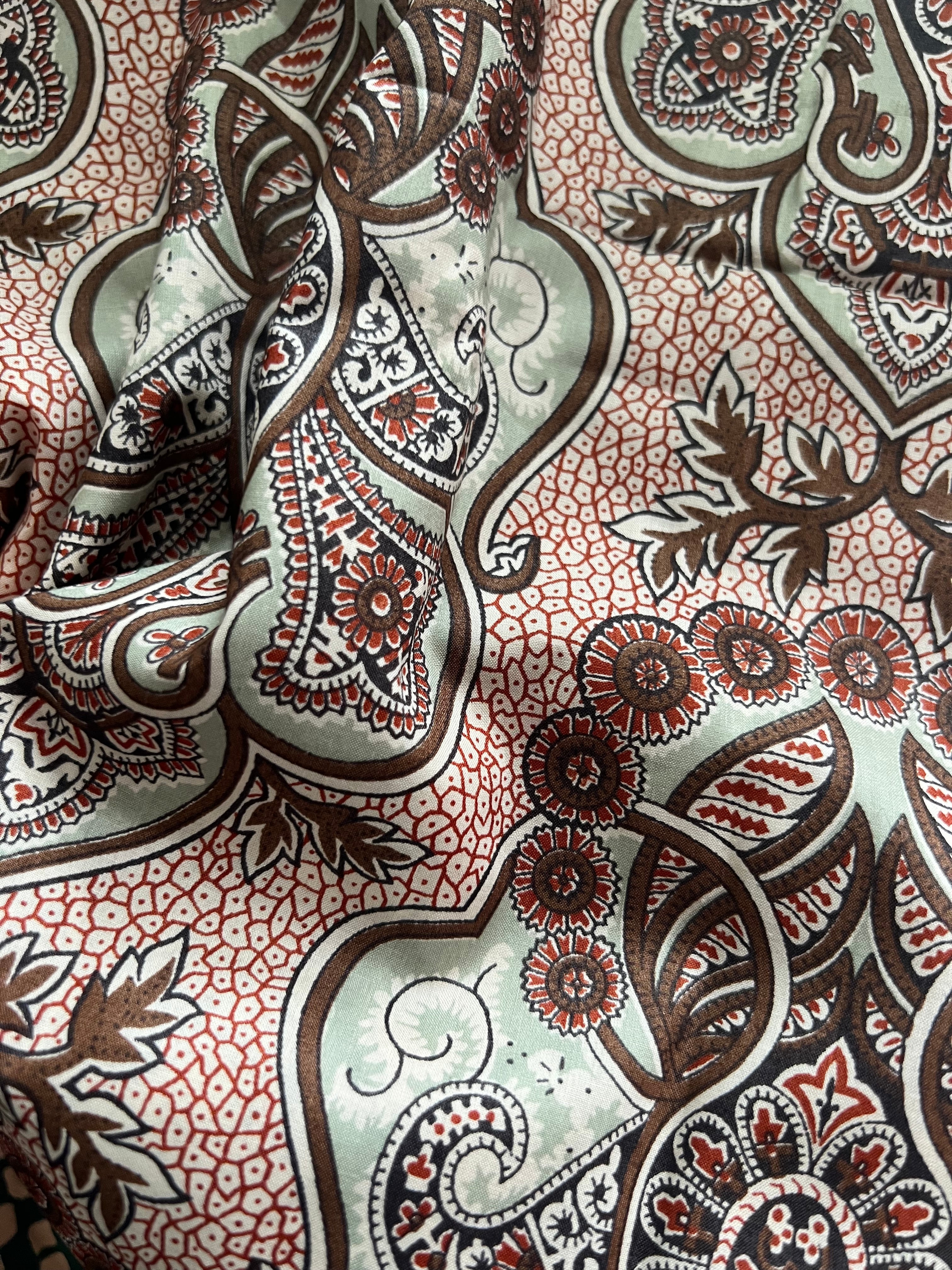 Henna Paisley Lawn Cotton Pussybow Tie Collar