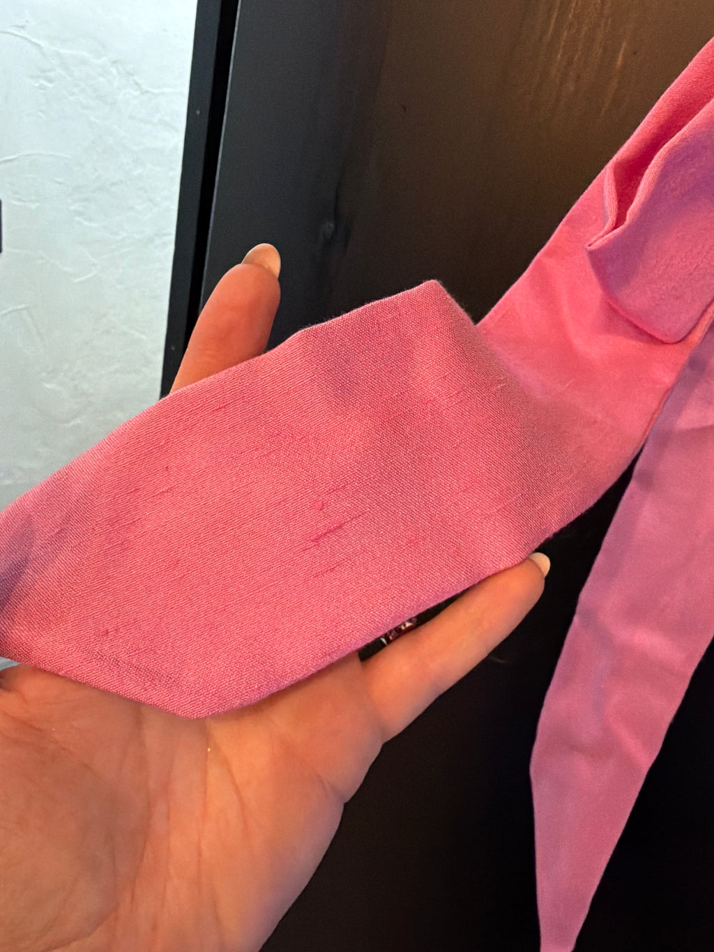 Vintage Pink Silk Pussybow Tie Collar