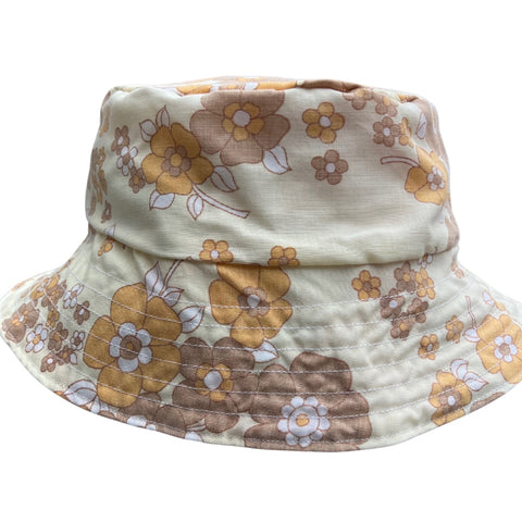 Amelia Pastel Peach Floral Reversible Bucket Hat