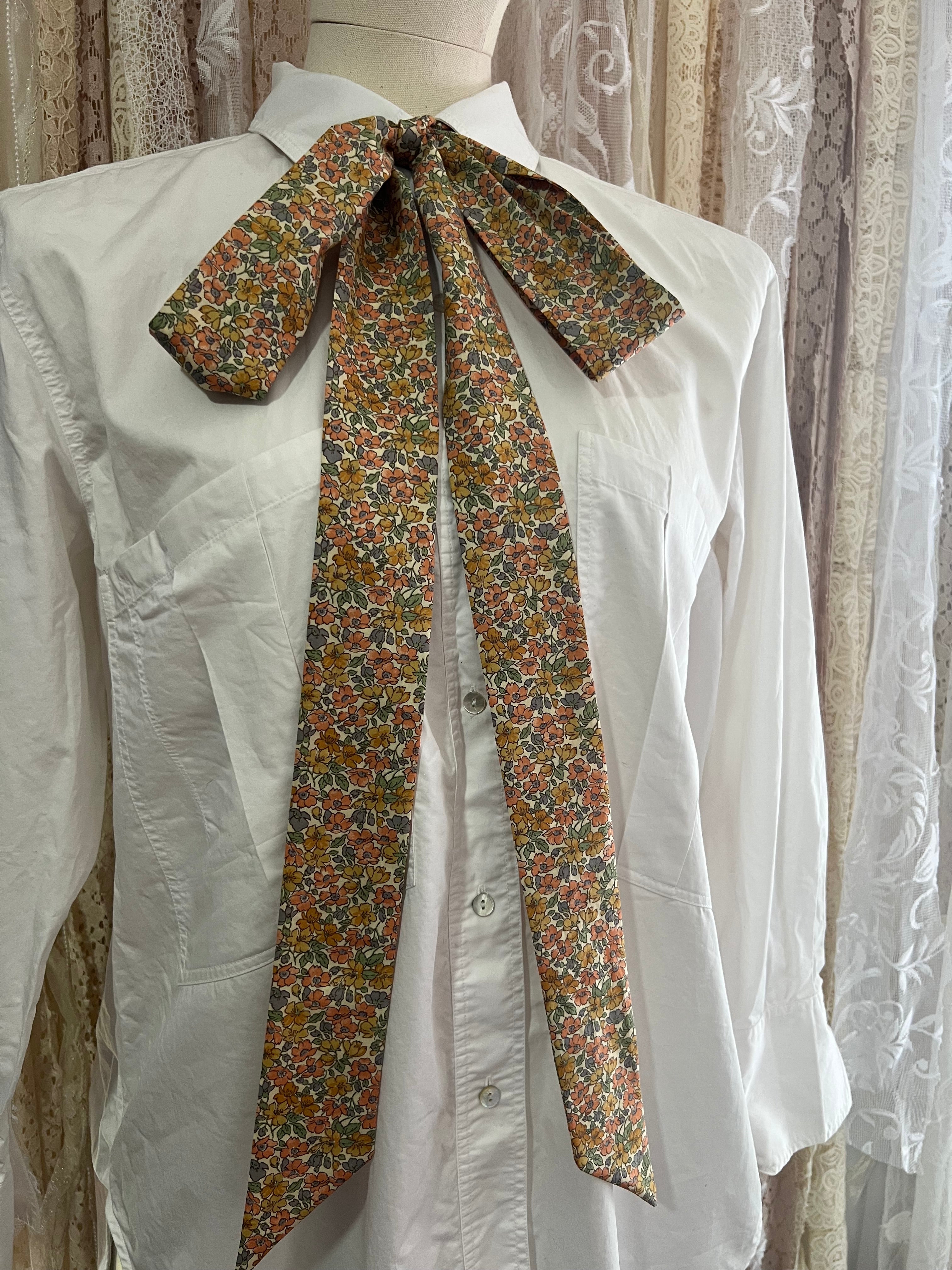 Poppy & Daisy Peach Tana Lawn Pussybow Tie Collar