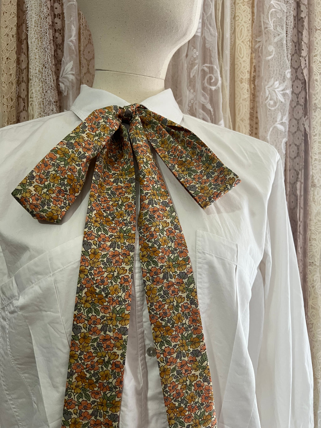 Poppy & Daisy Peach Tana Lawn Pussybow Tie Collar
