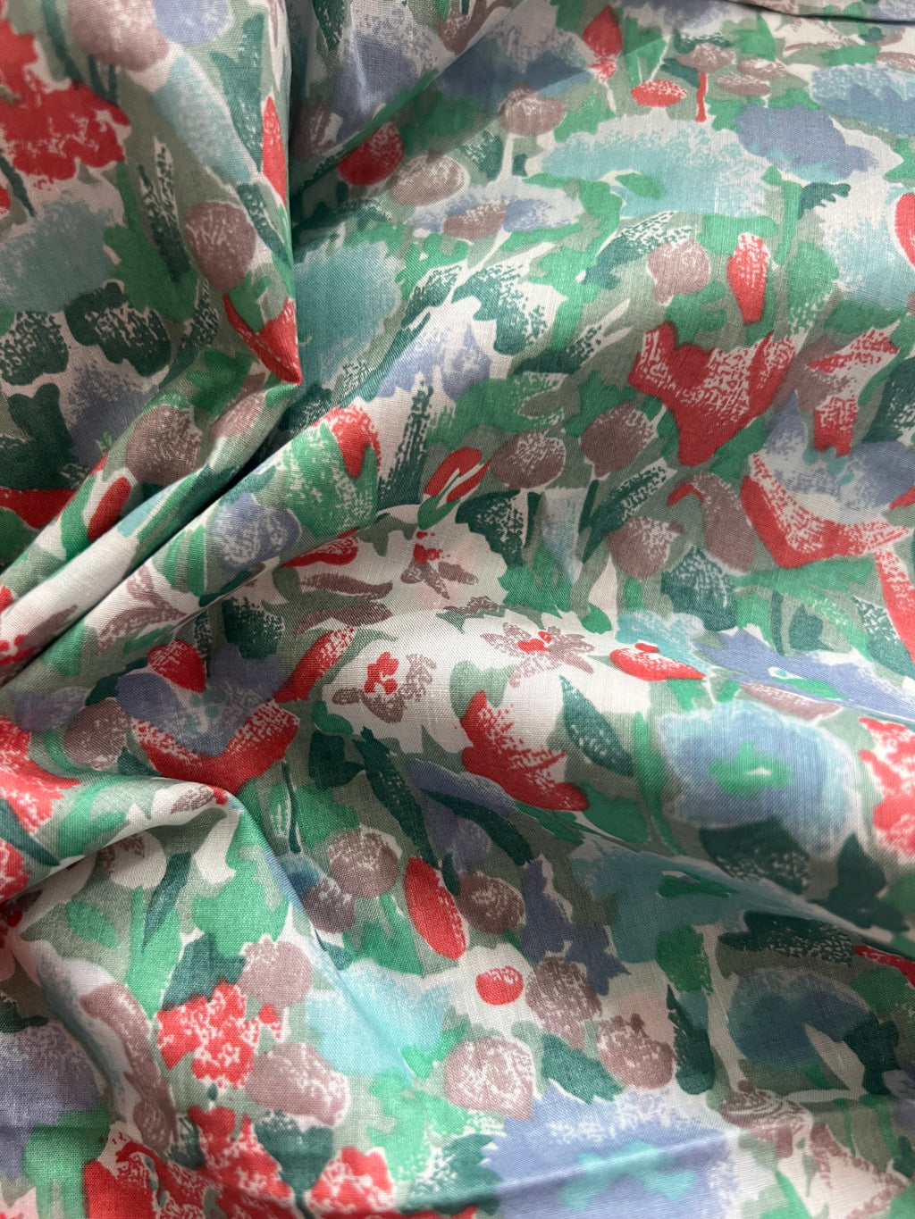 Painterly Floral Lawn Cotton Pussybow Tie Collar