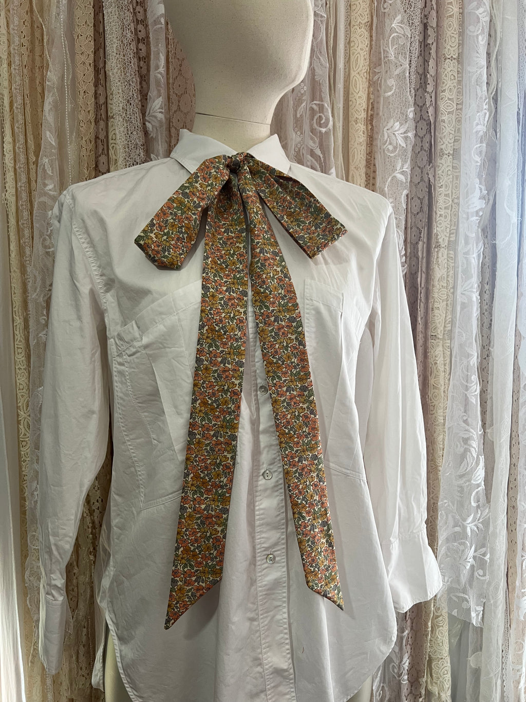 Poppy & Daisy Peach Tana Lawn Pussybow Tie Collar