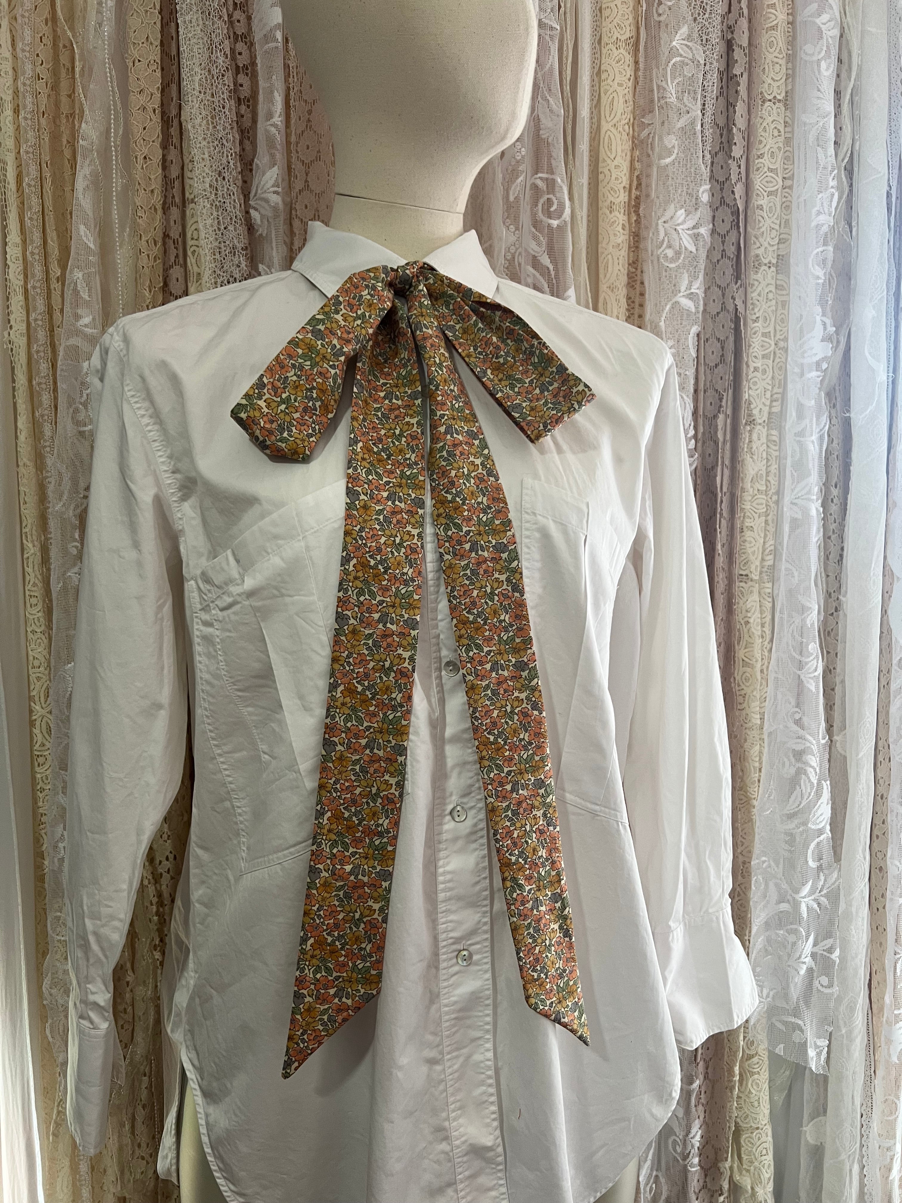 Poppy & Daisy Peach Tana Lawn Pussybow Tie Collar
