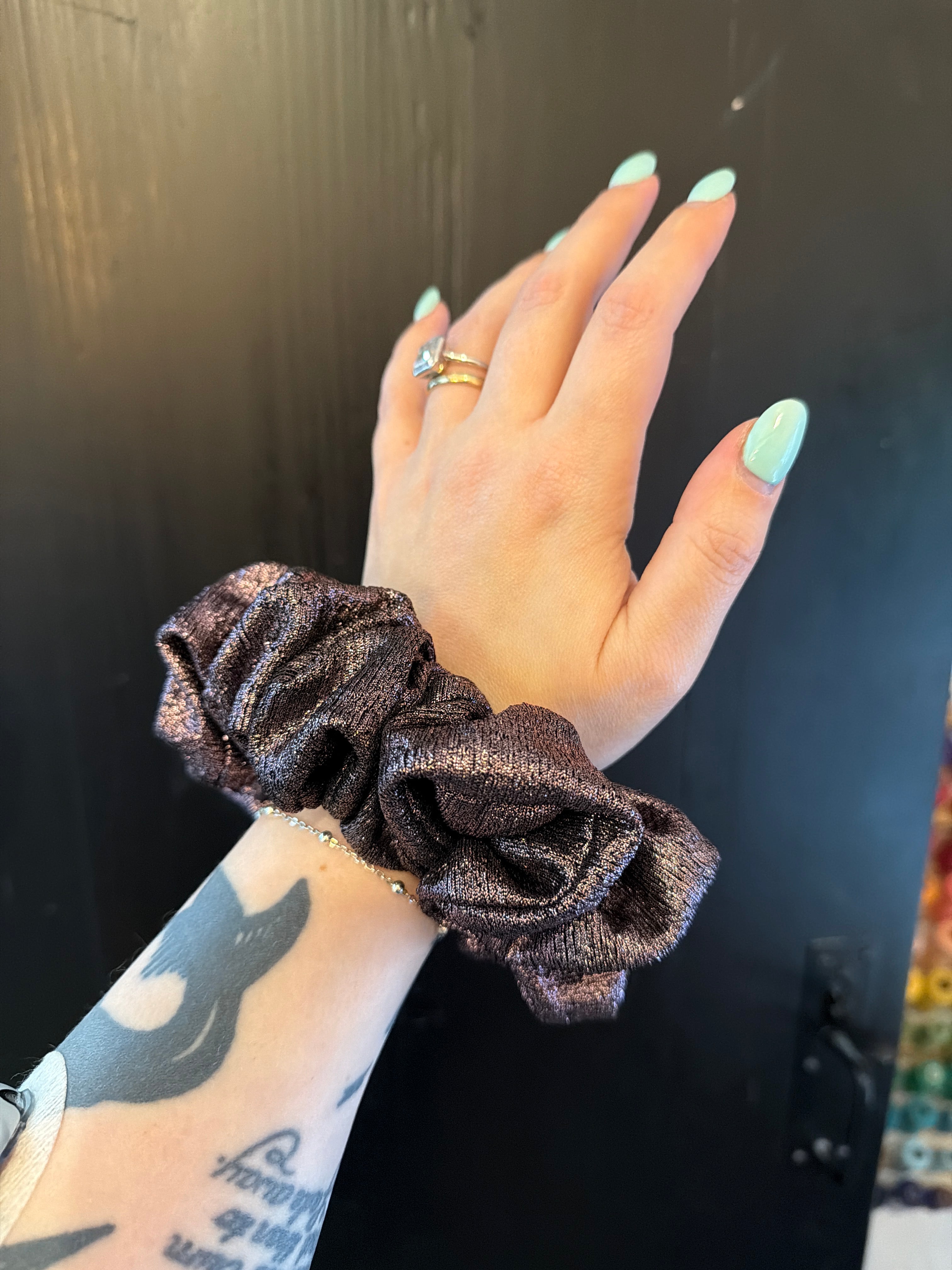 Pink Metallic Scrunchie