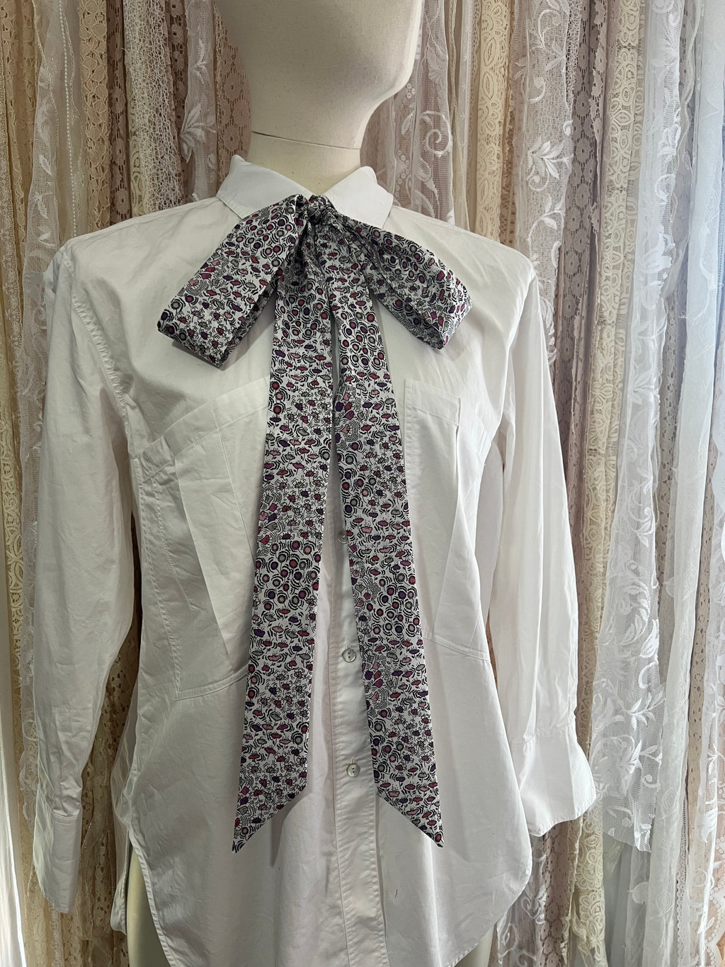 Whimsical Bloom Purple Pussybow Tie Collar