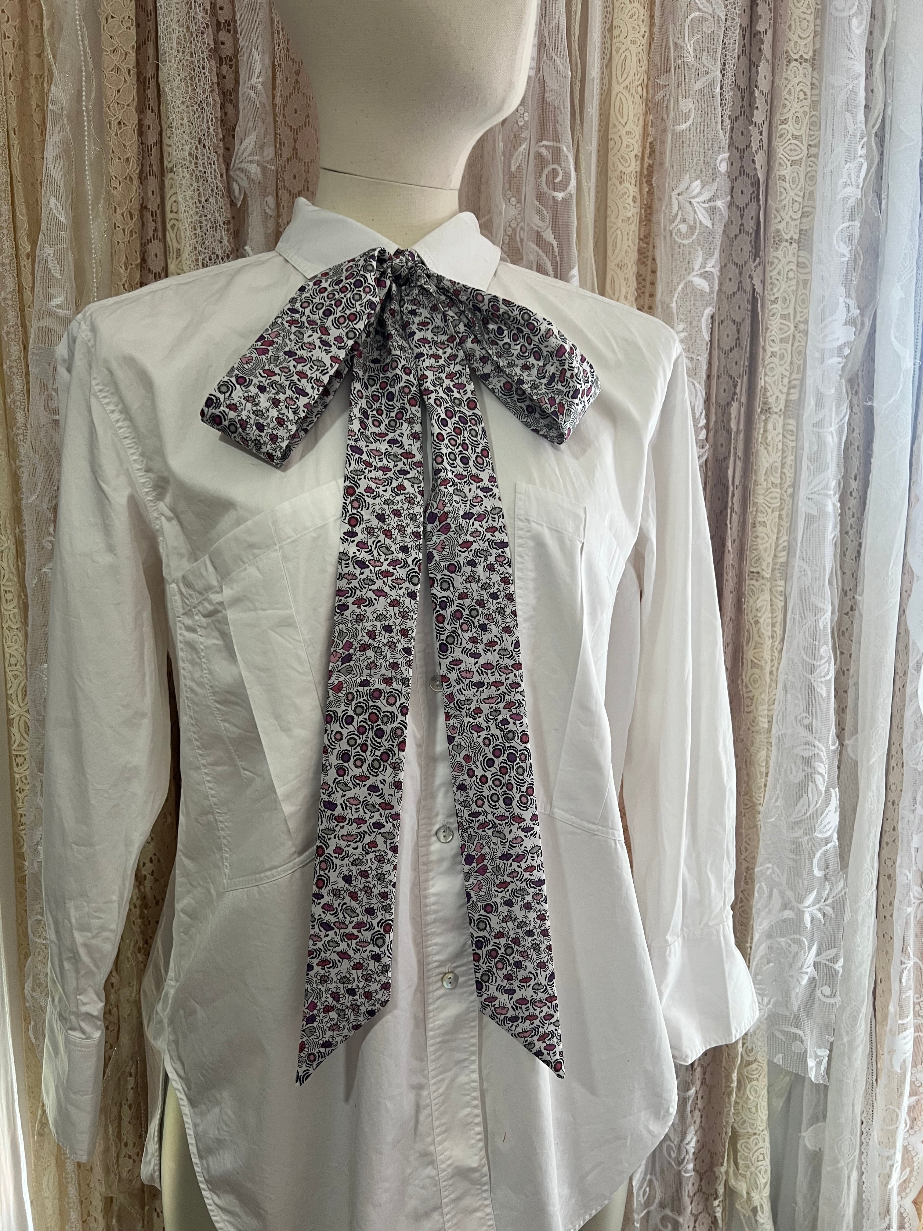 Whimsical Bloom Purple Pussybow Tie Collar