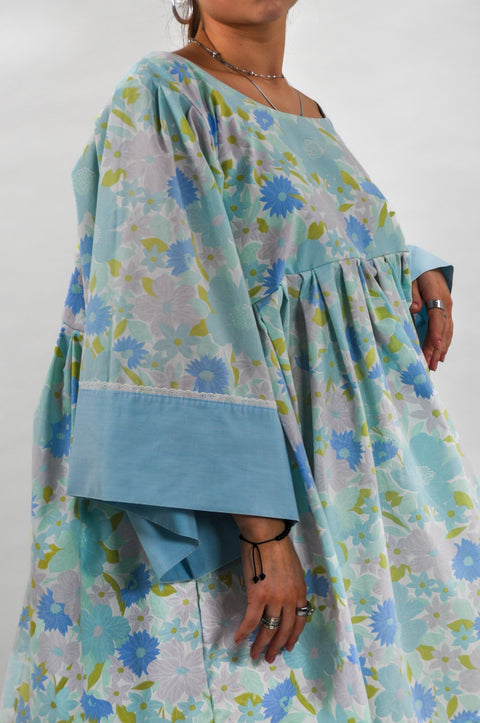 Abigail Blue Pastel Floral Smock Dress