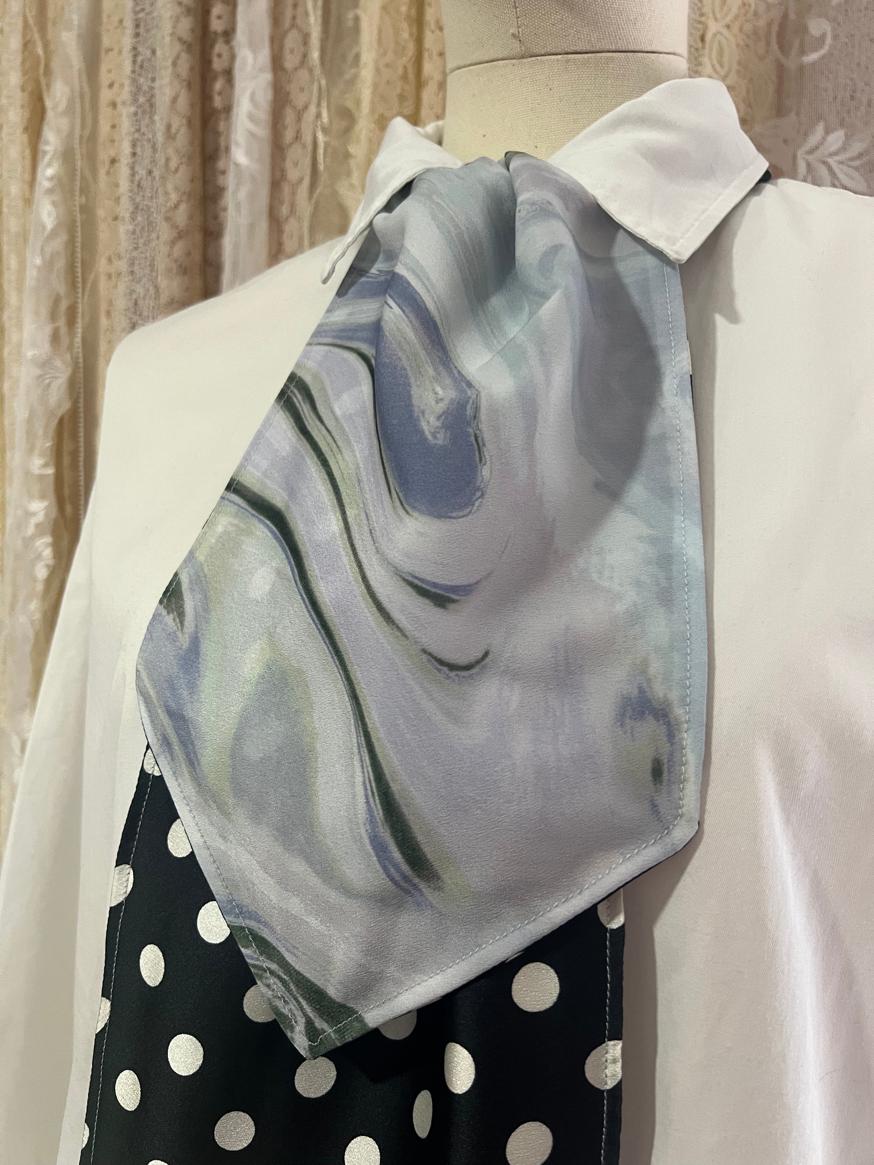 Blue Waves and Polkadot Reversible Cravat