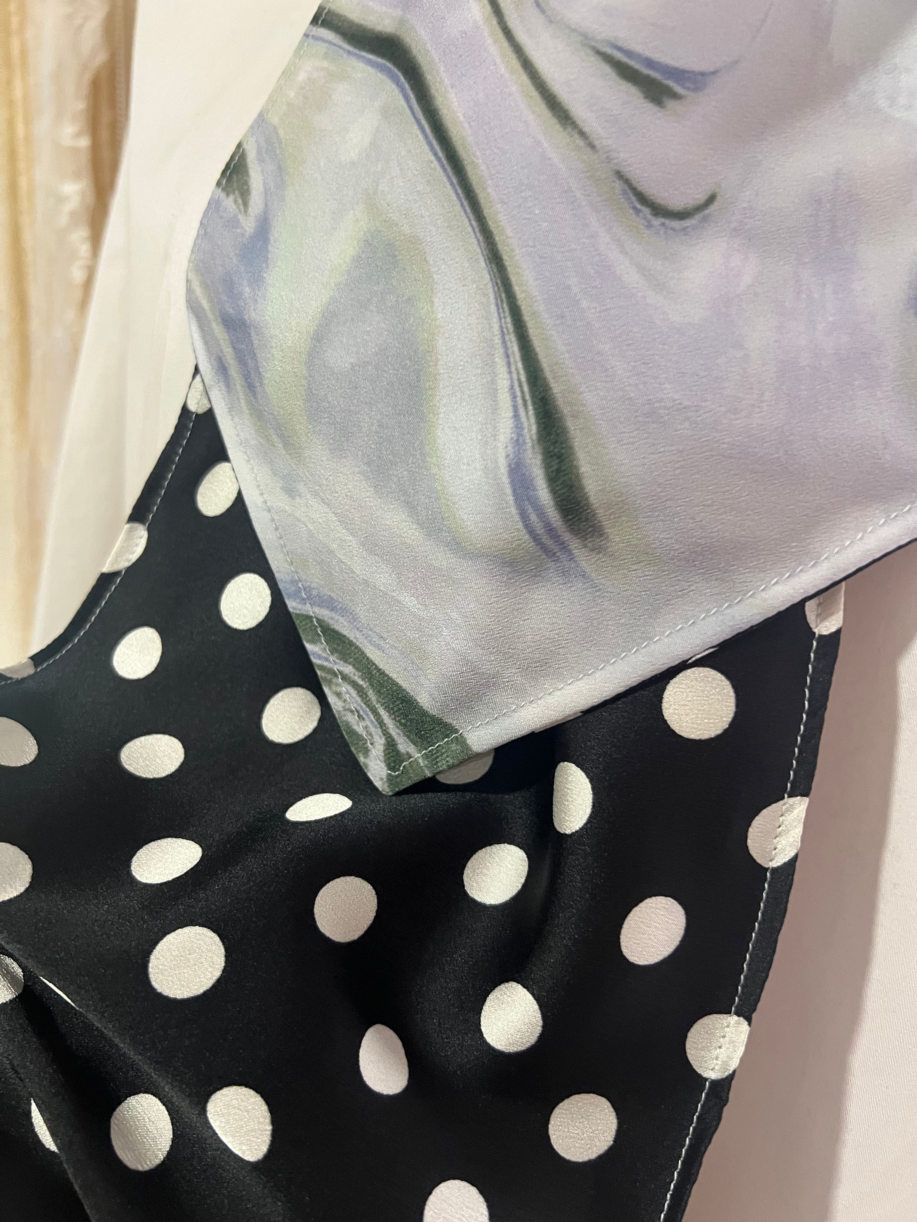 Blue Waves and Polkadot Reversible Cravat