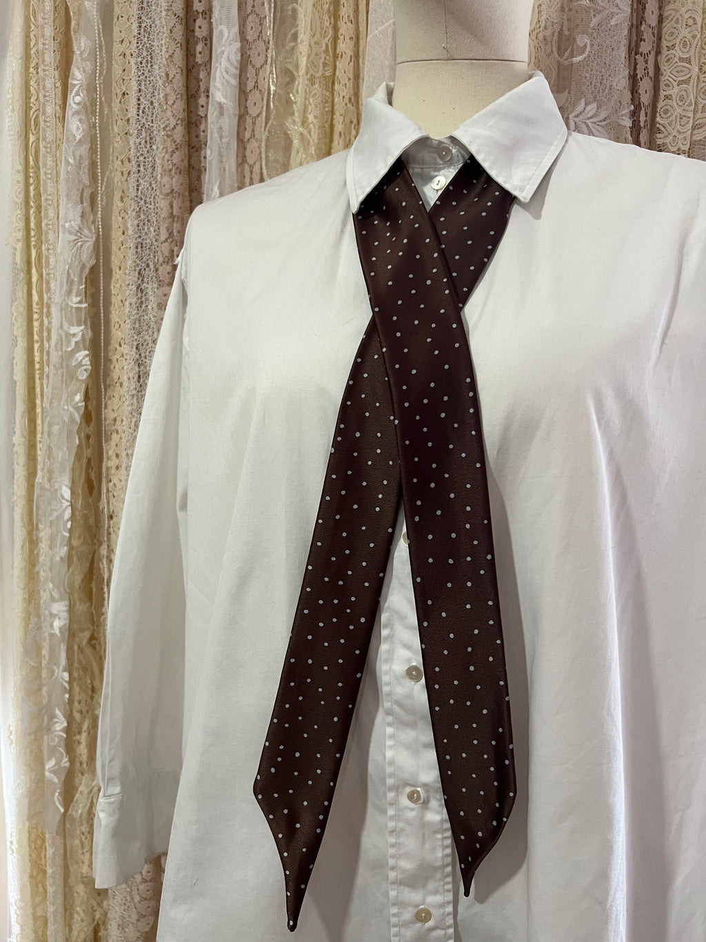 Chocolate Polkadot Skinny Scarf