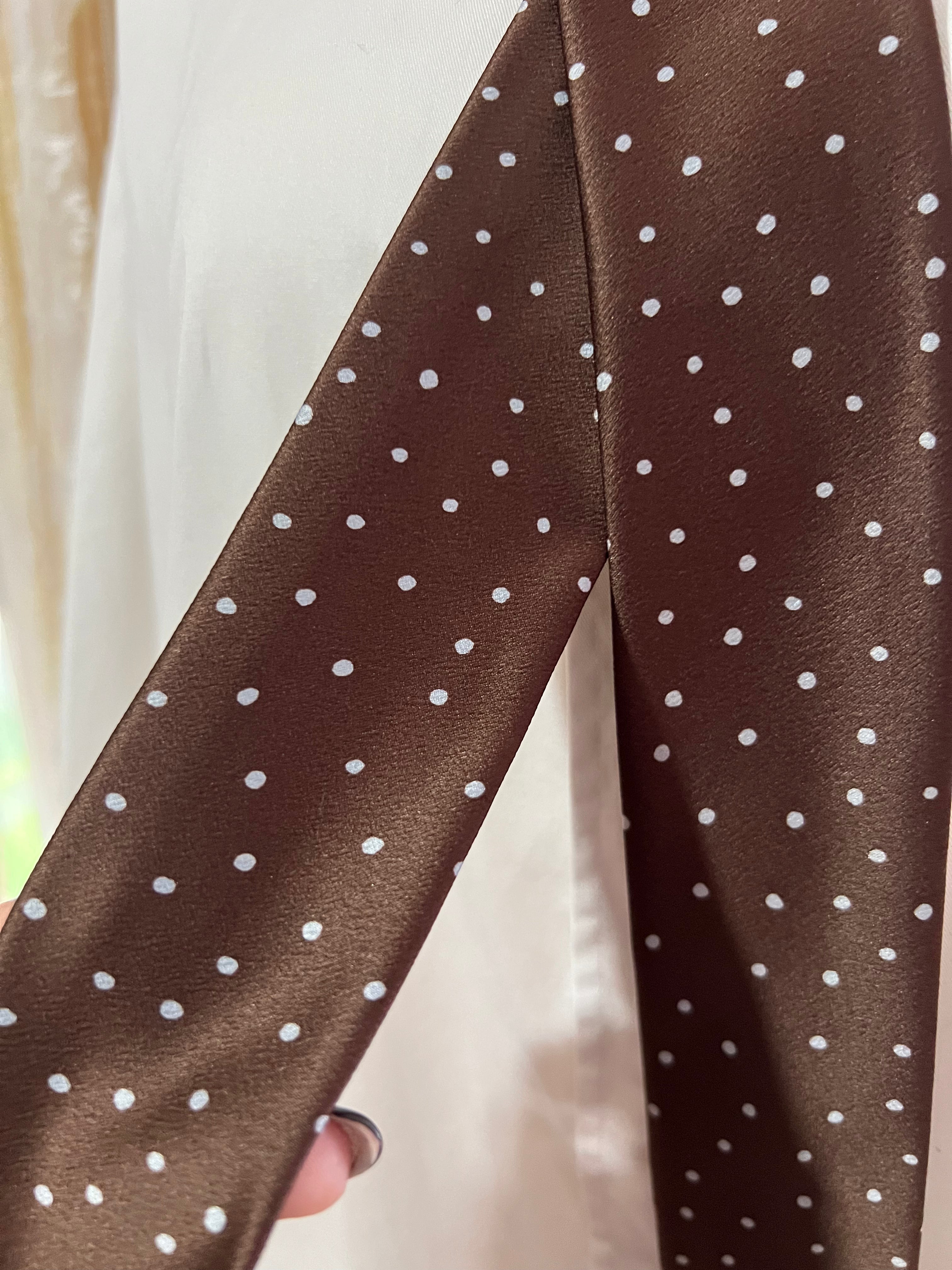 Chocolate Polkadot Skinny Scarf