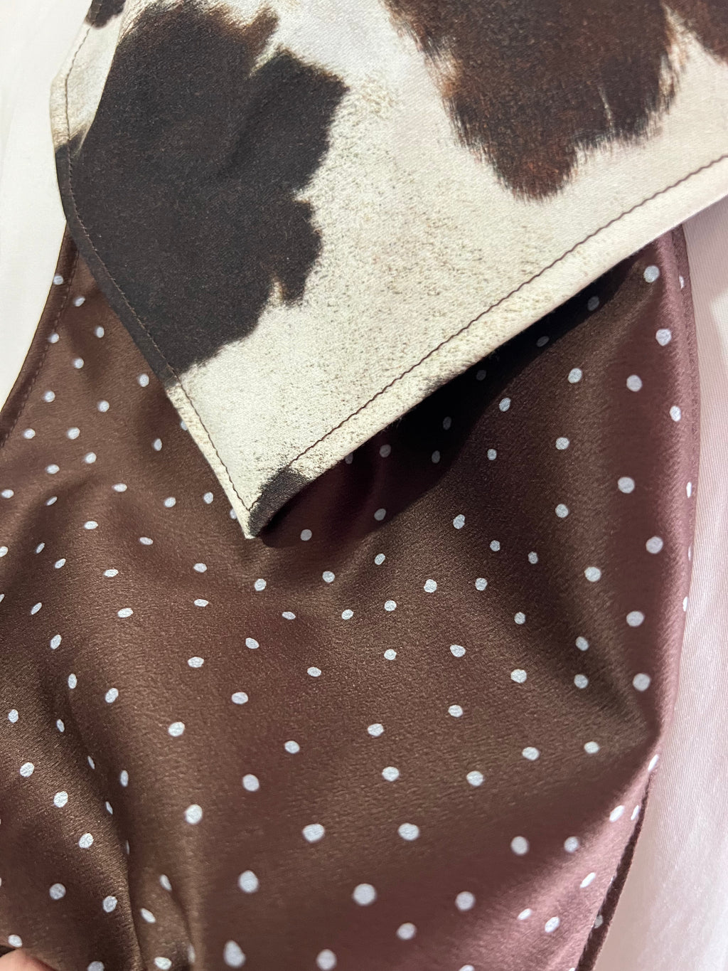 Cow Print and Chocolate Polkadot Reversible Cravat