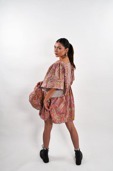 Edith Exotic Eastern Floral Smock Dress