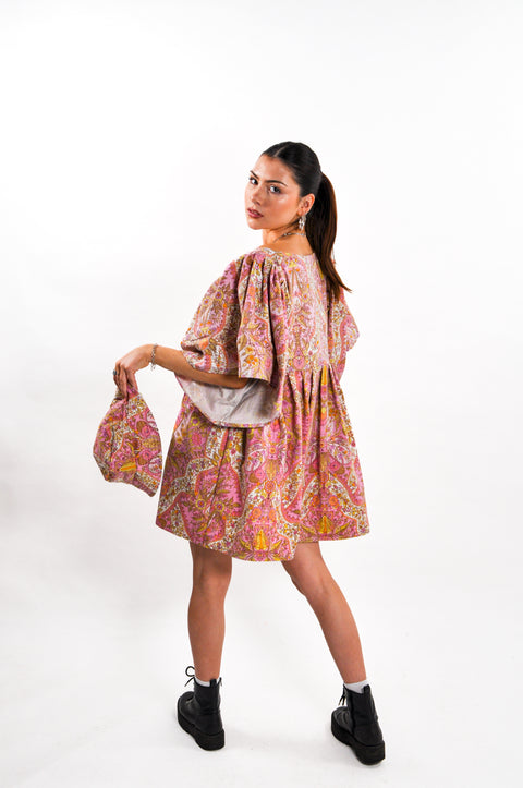 Edith Exotic Eastern Floral Smock Dress