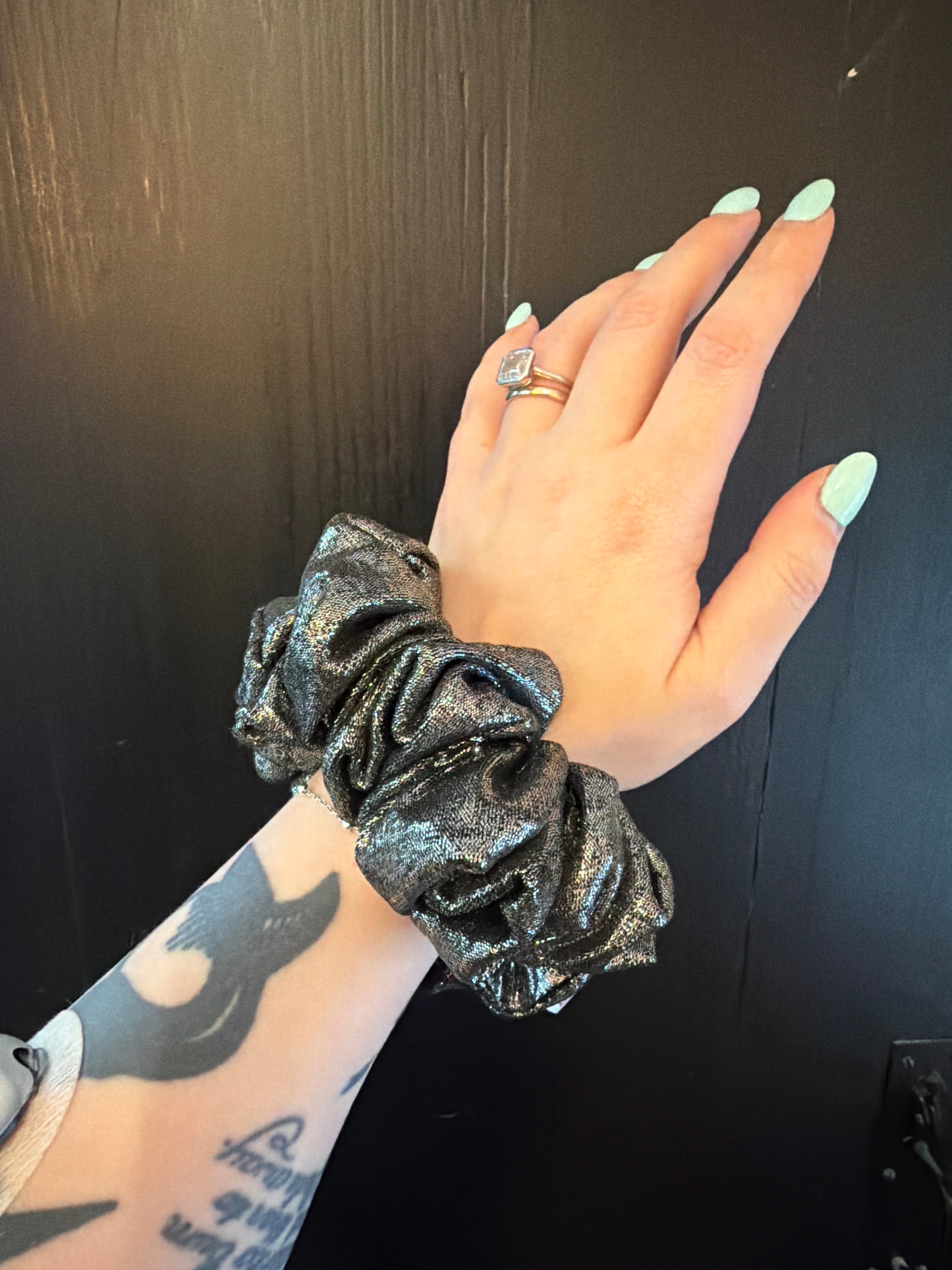 Silver Metallic Scrunchie