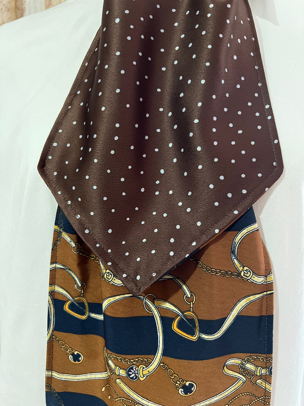 Equestrian Stripe and Chocolate Polkadot Reversible Cravat