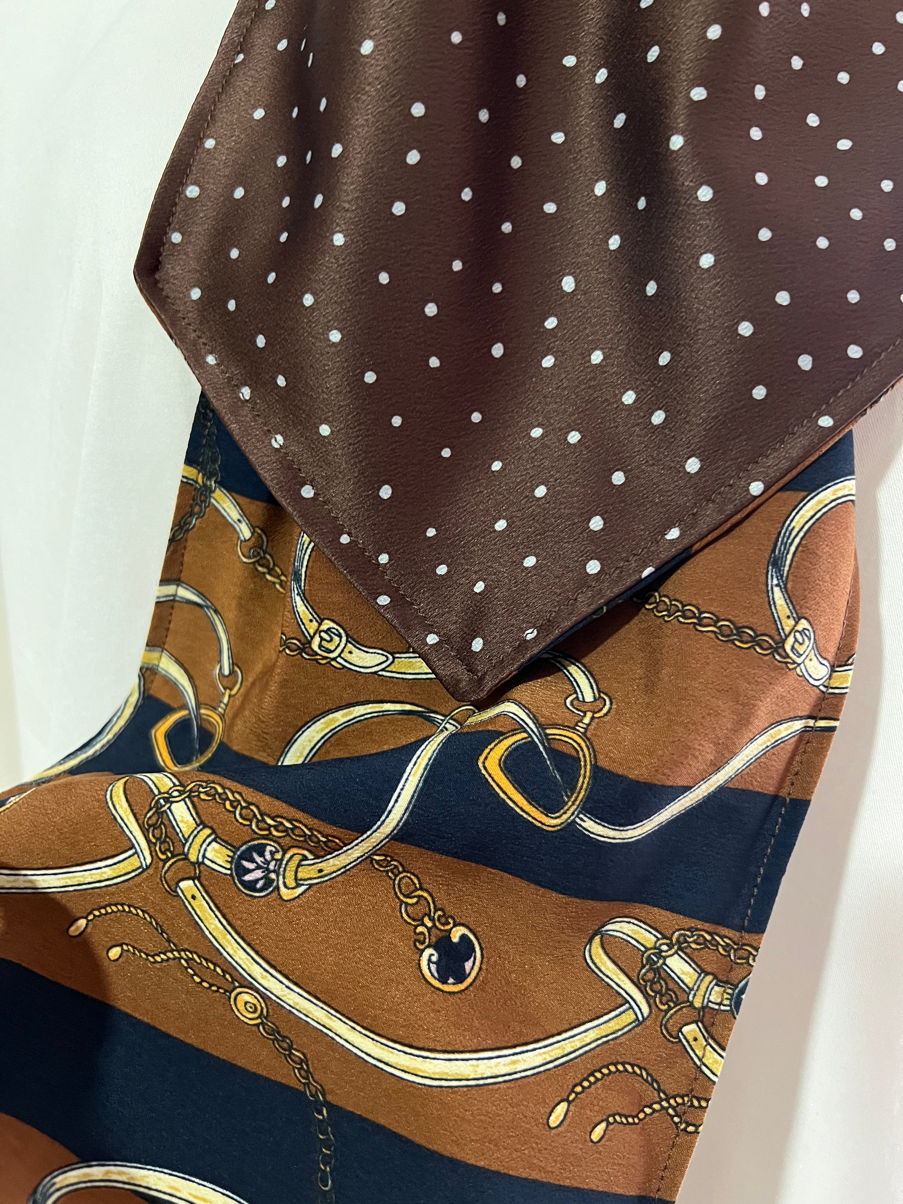 Equestrian Stripe and Chocolate Polkadot Reversible Cravat