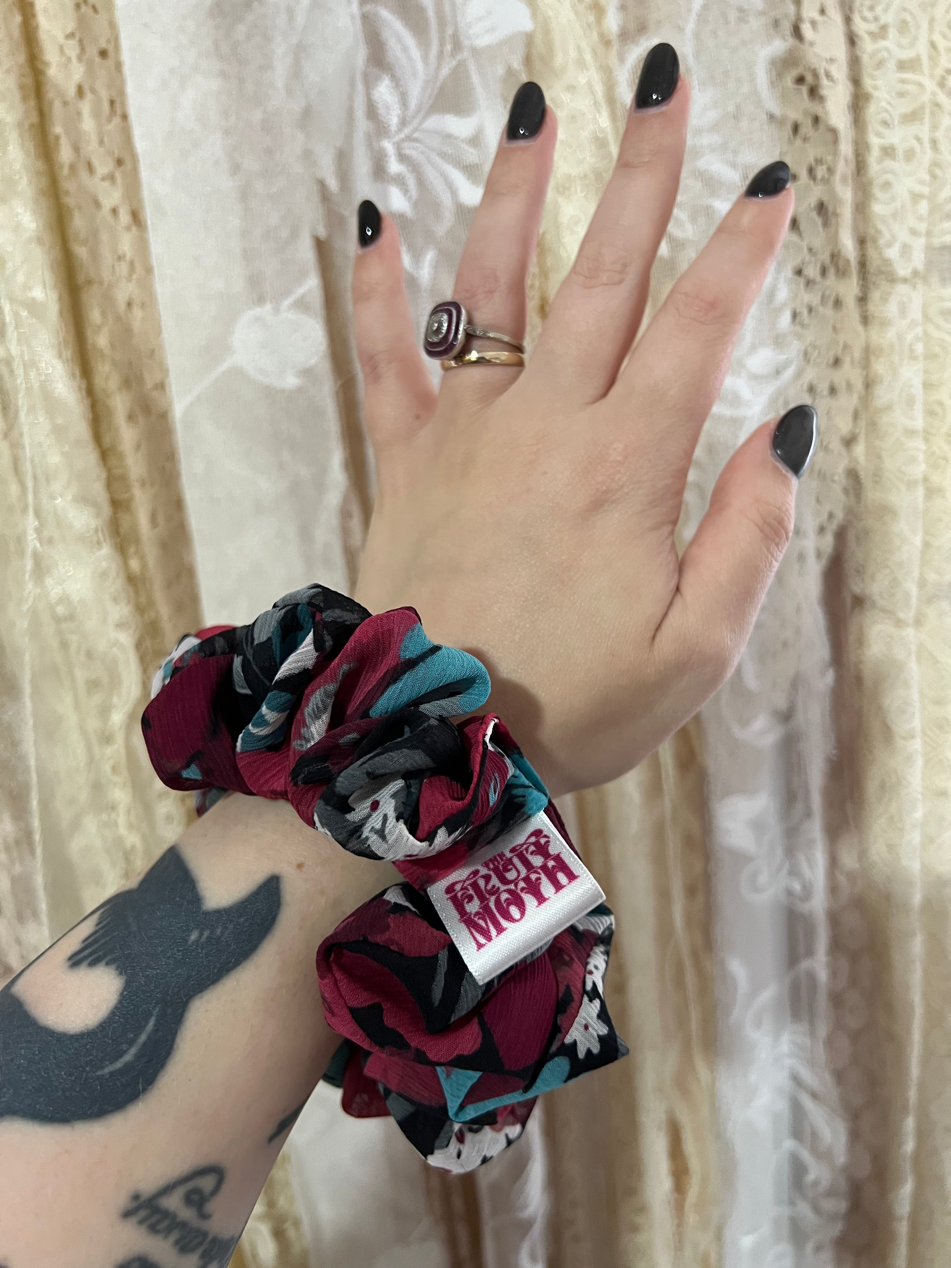 Floral Chiffon Scrunchie