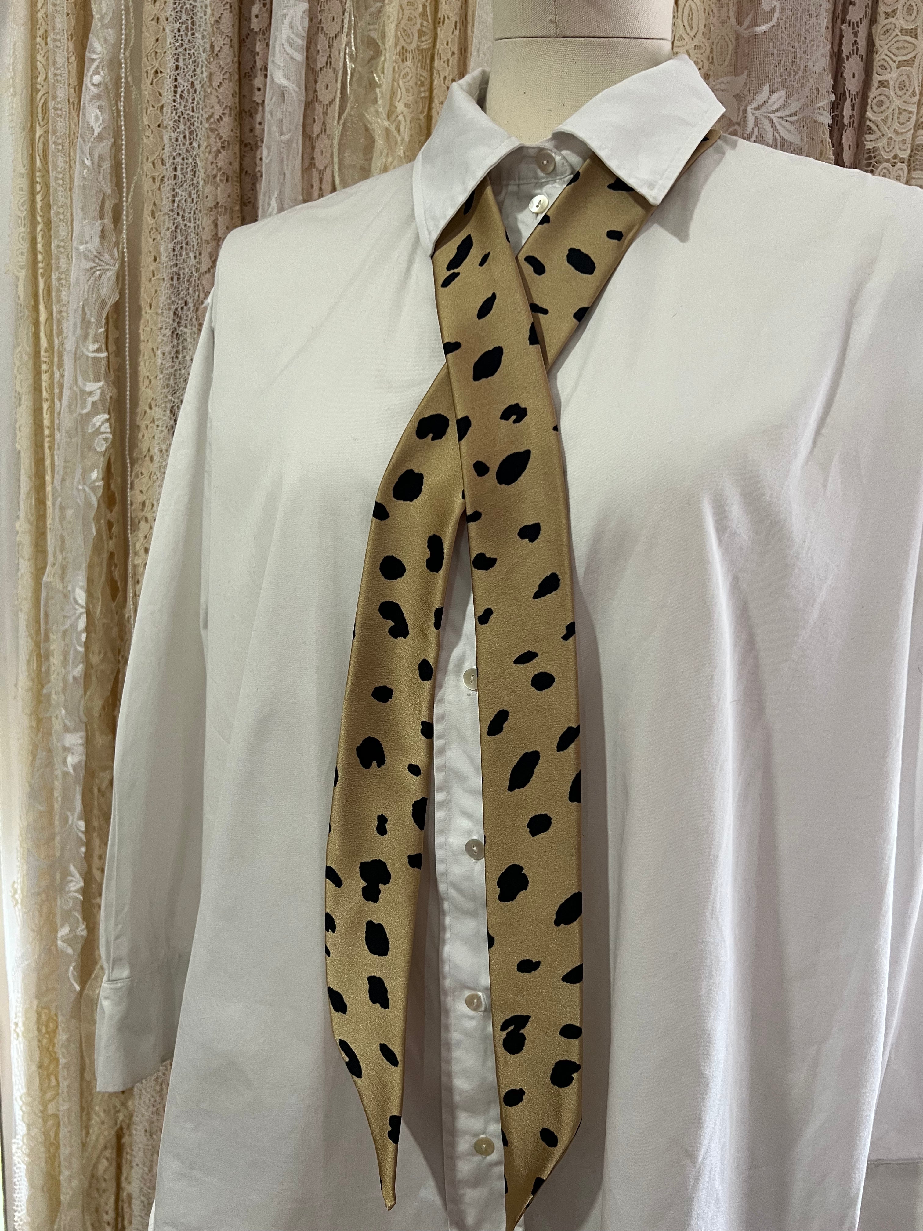 Gold Leopard Skinny Scarf