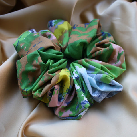 Green Woodland Cotton Maxi Scrunchie
