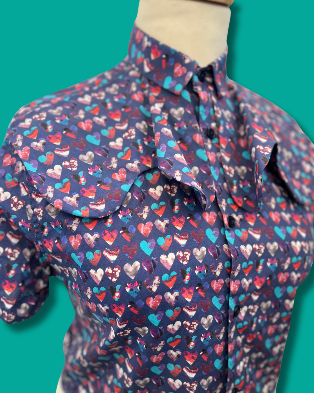 Handmade statement collar blouse, reworked collar shirt made in Manchester, one of a kind blouse