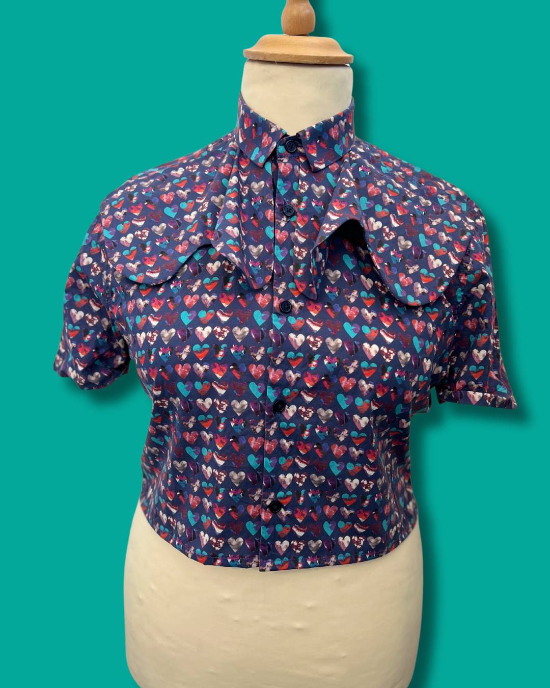 Handmade statement collar blouse, reworked collar shirt made in Manchester, one of a kind blouse