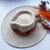 Cream Wide Brim Hat with Vintage Paisley Trim