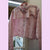 White & pink floral wave collar cropped blouse, reworked using a lovely white and pink floral print long sleeve preloved shirt.