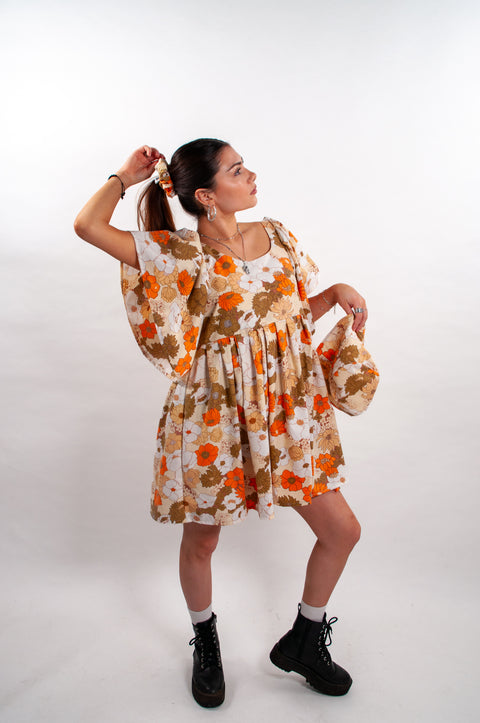 Isabella Orange Floral Smock Dress