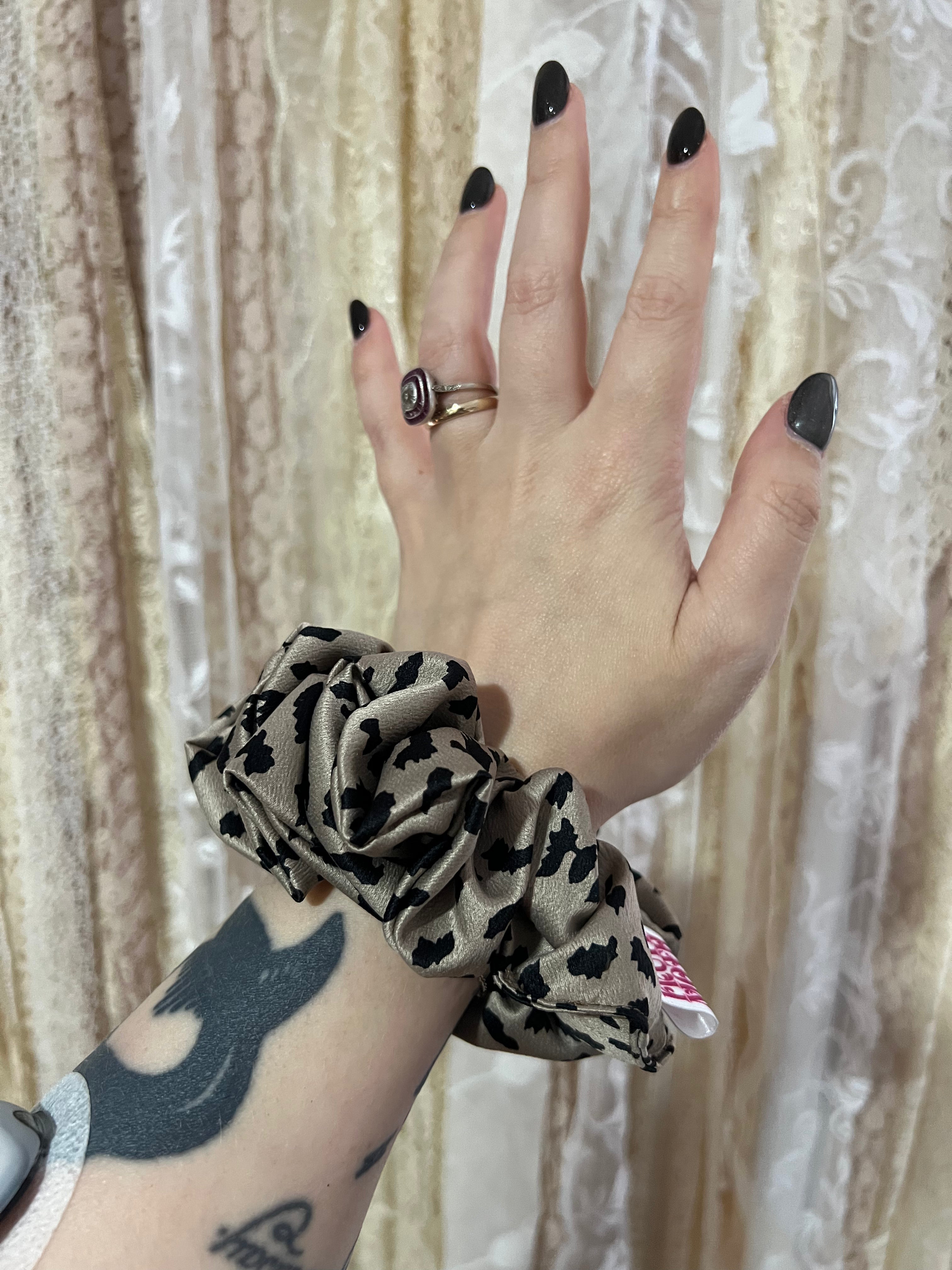 Mink Leopard Scrunchie