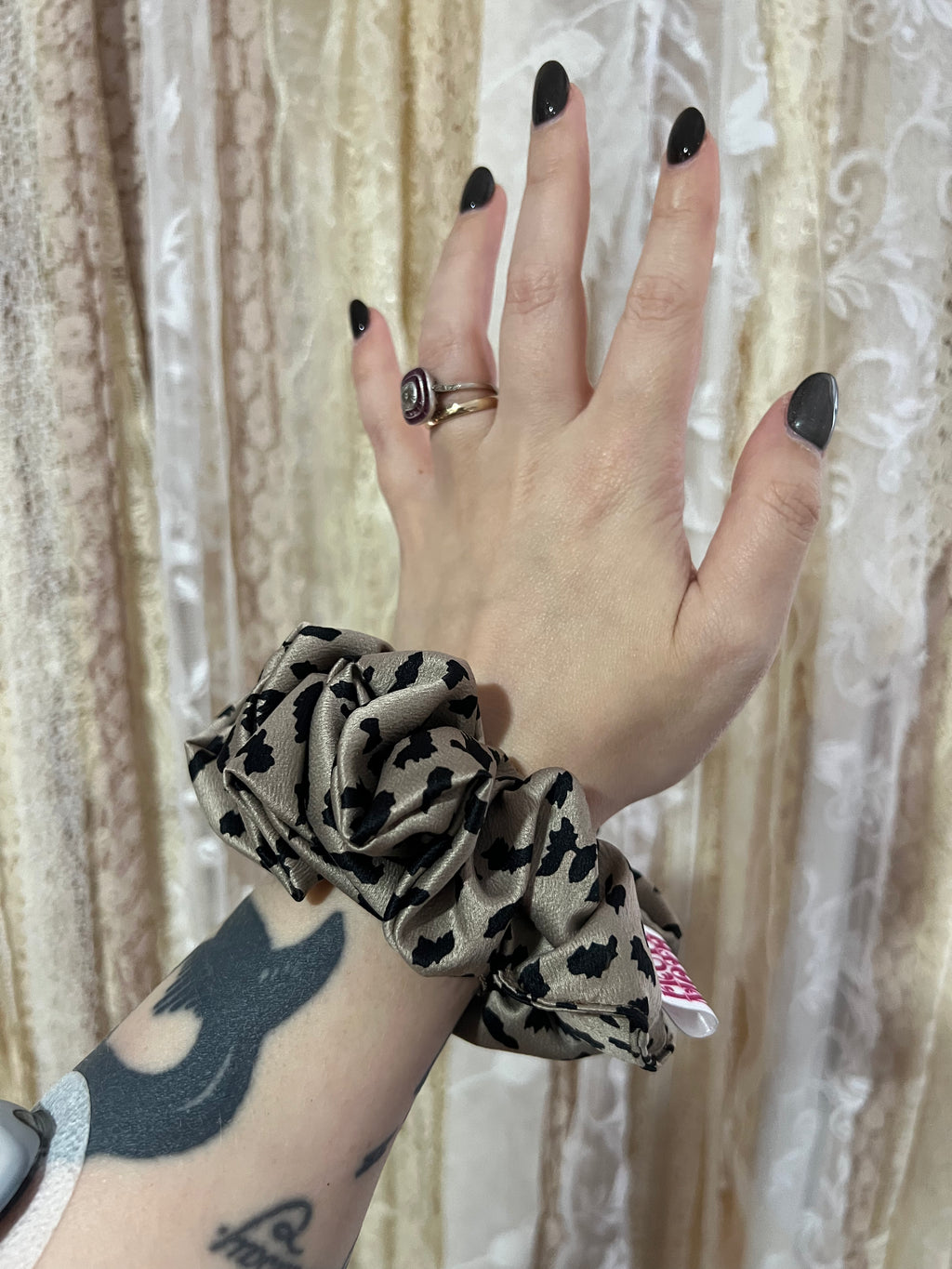 Mink Leopard Scrunchie