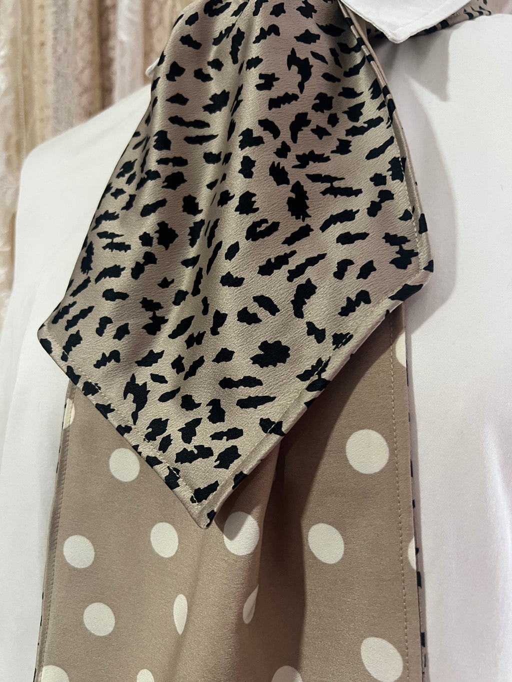 Mink Leopard and Polkadot Reversible Cravat