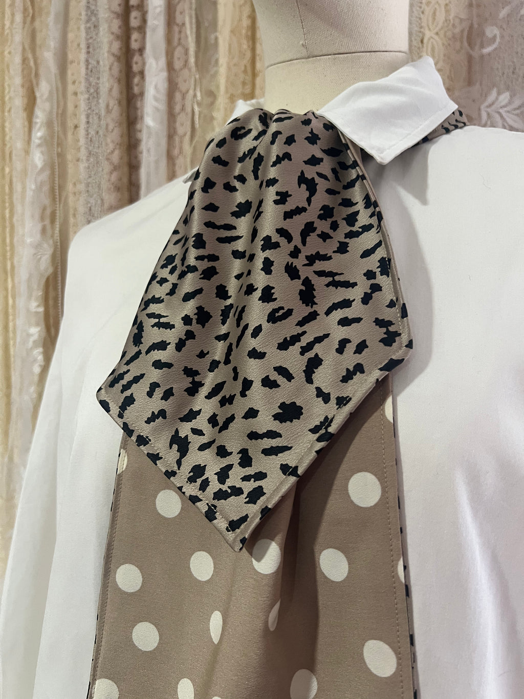 Mink Leopard and Polkadot Reversible Cravat