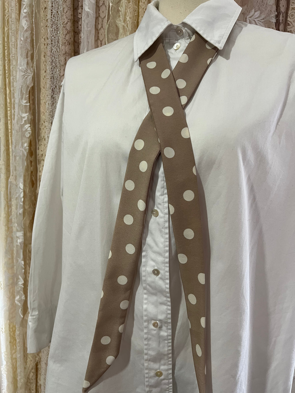 Mink Polkadot Skinny Scarf
