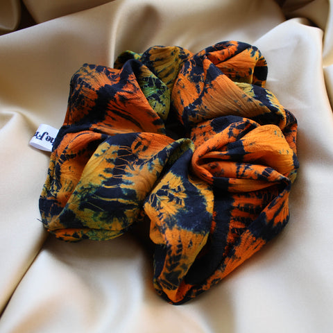 Orange Tie Dye Silk Maxi Scrunchie