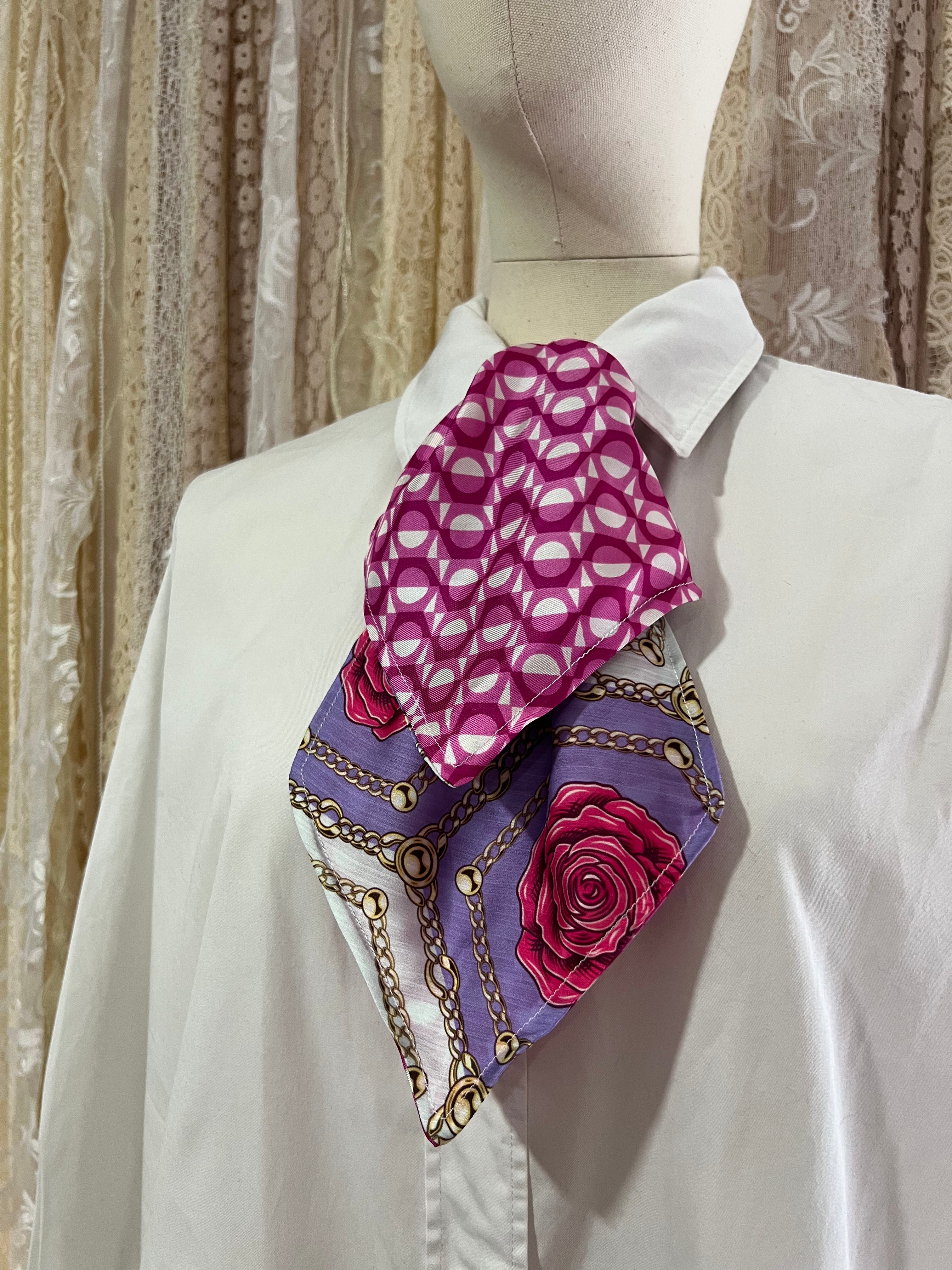 Pink Retro and Rose Chain Reversible Cravat