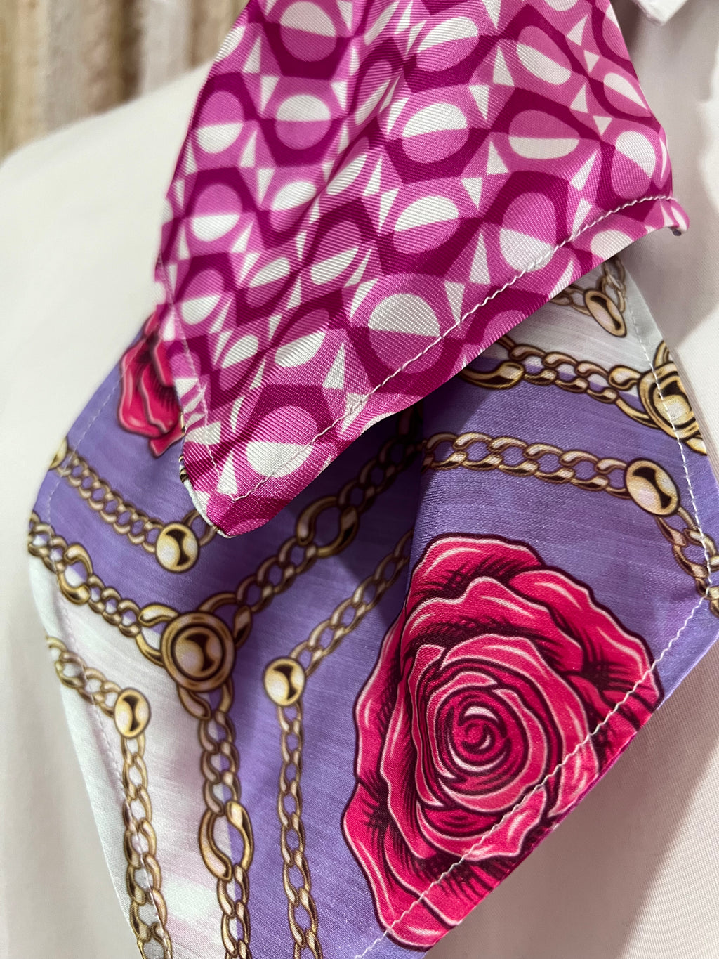 Pink Retro and Rose Chain Reversible Cravat