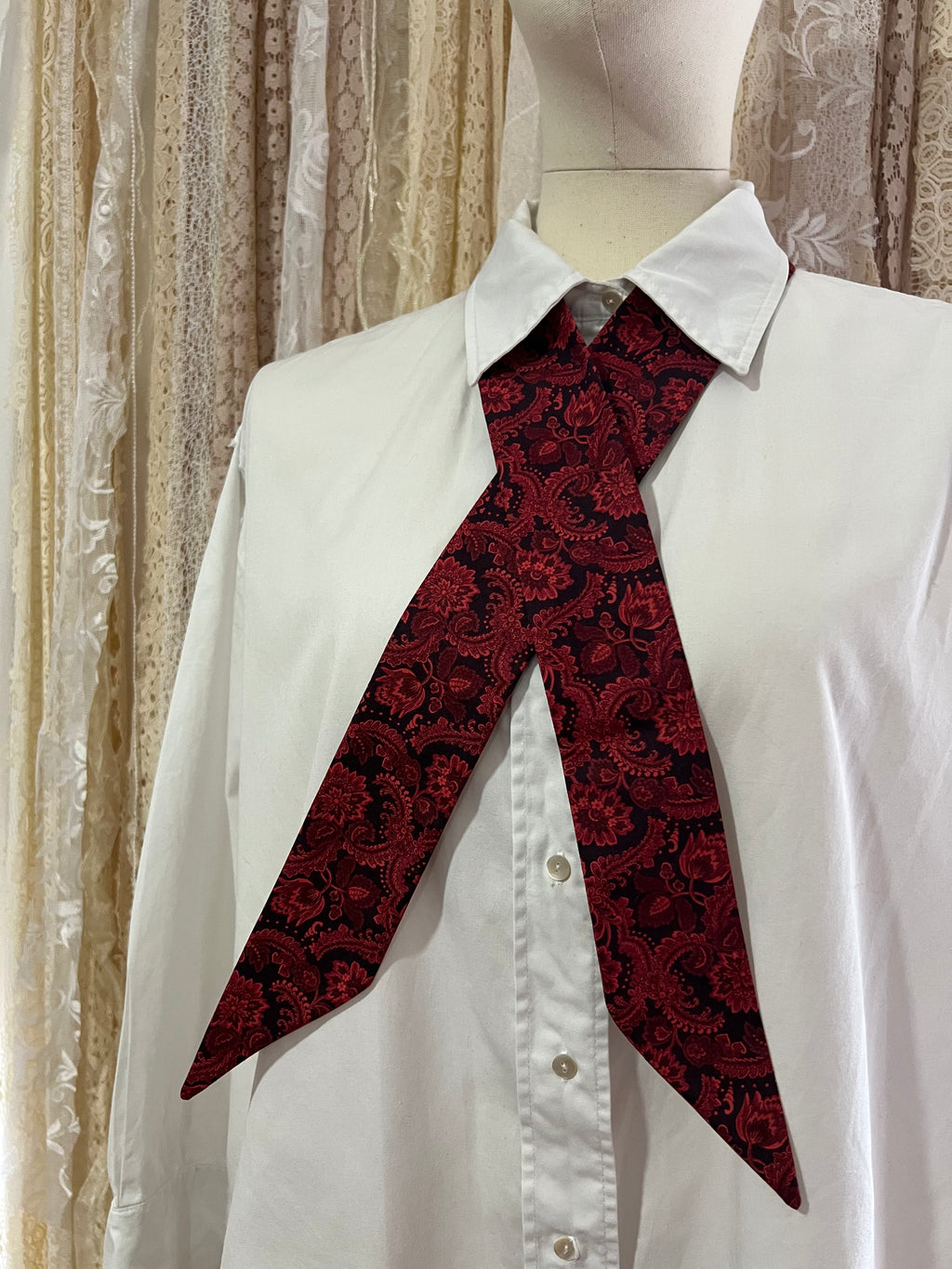Red Baroque Skinny Scarf