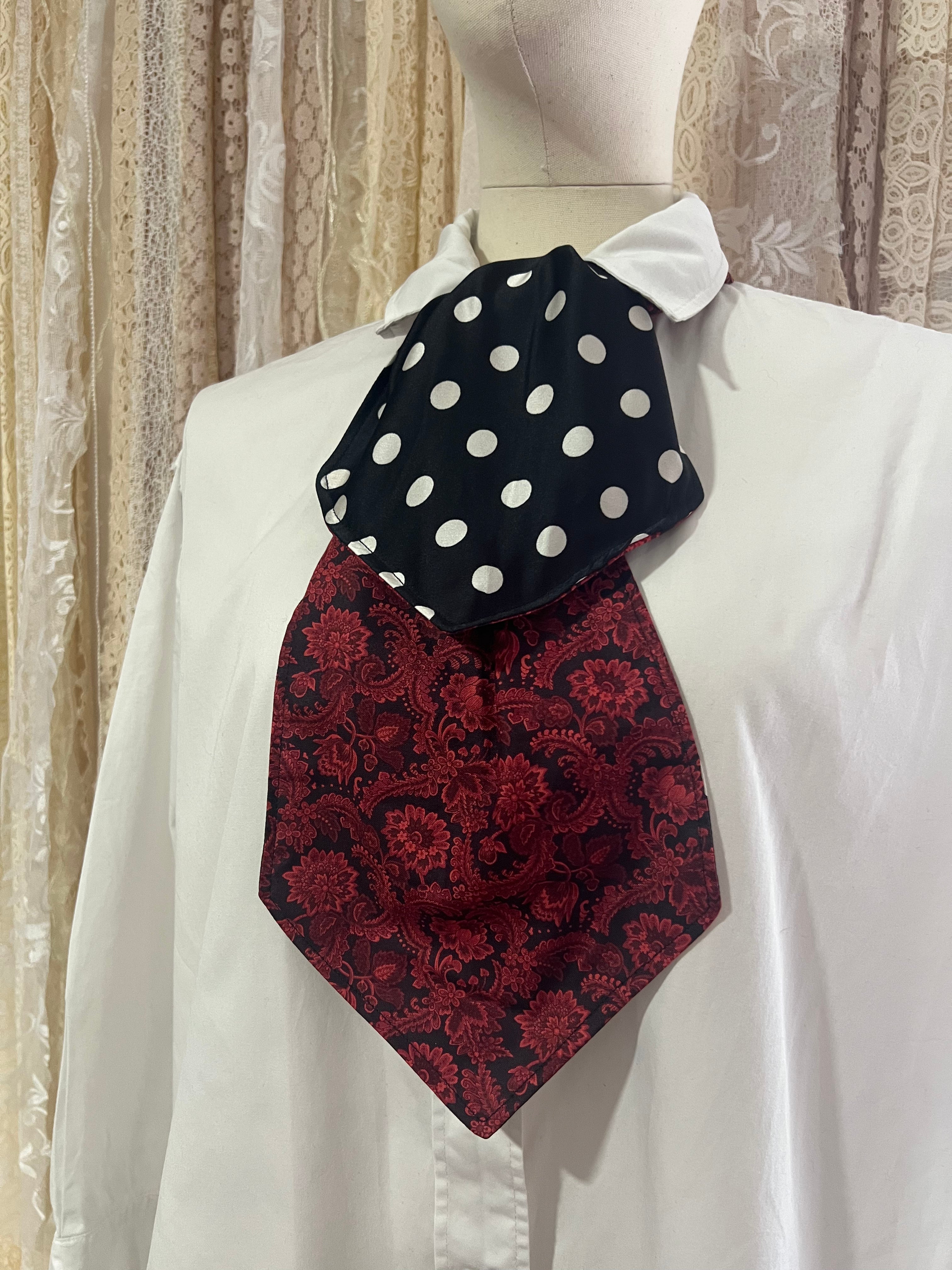 Red Baroque and Polkadot Reversible Cravat