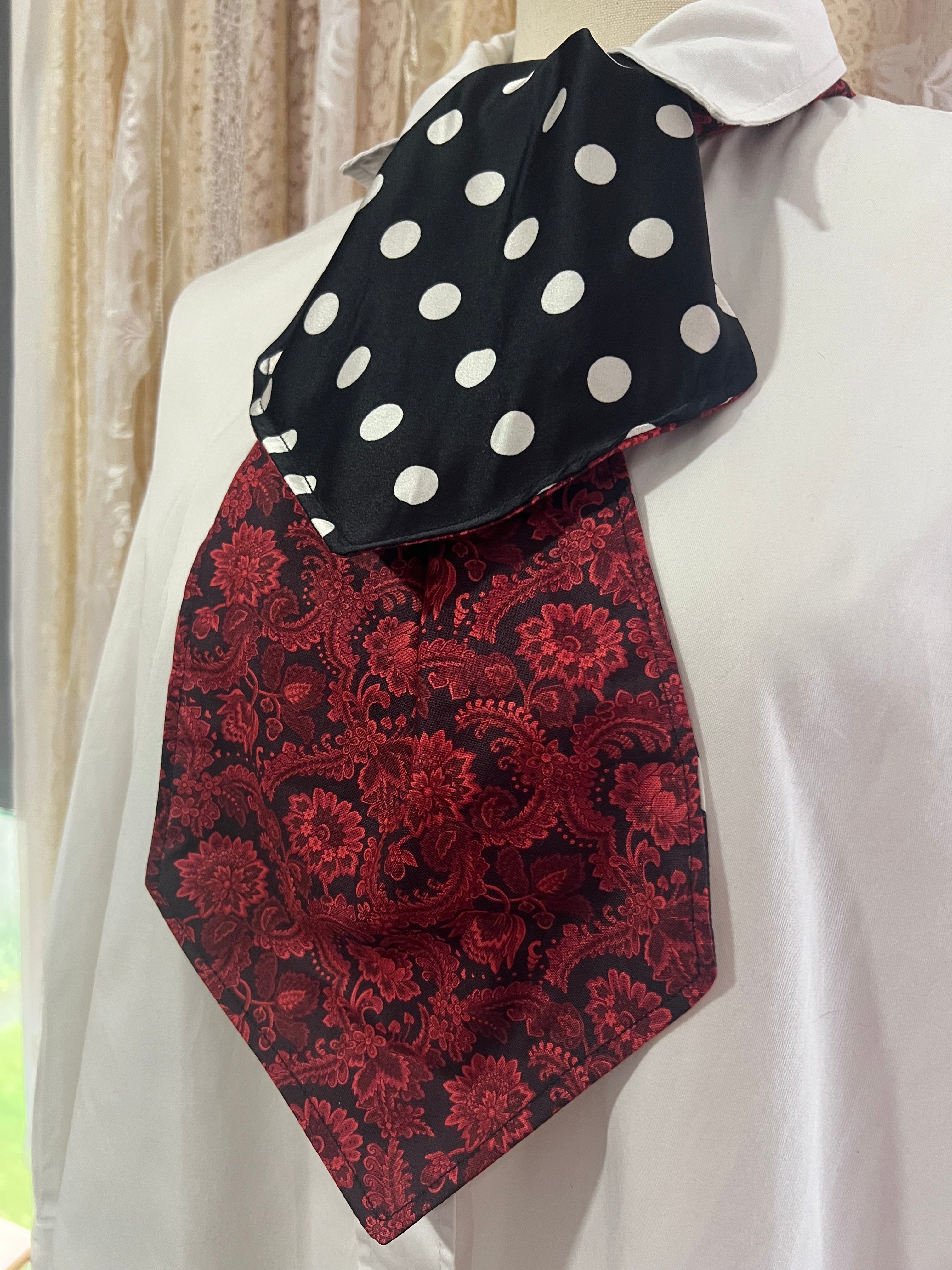 Red Baroque and Polkadot Reversible Cravat