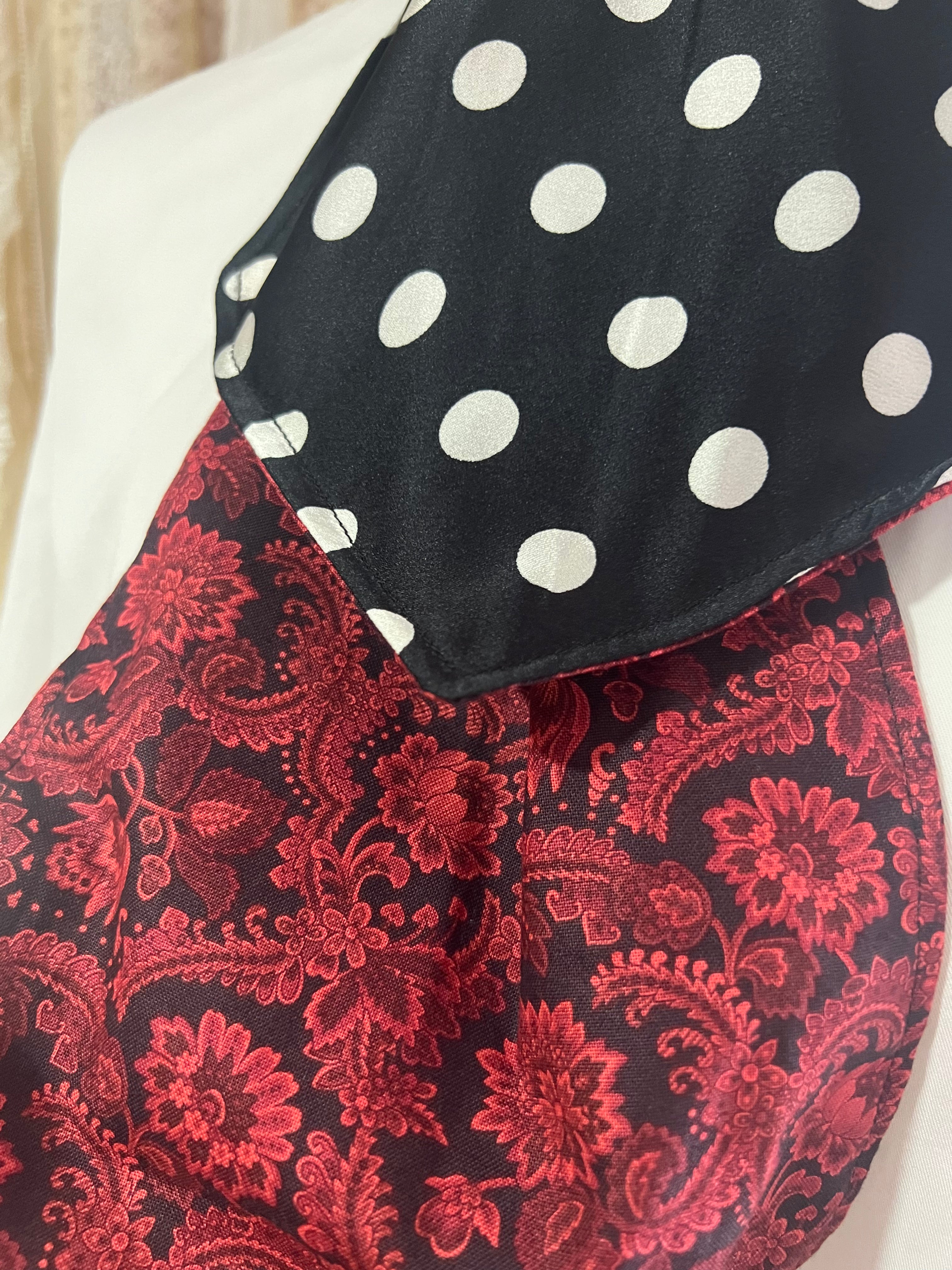 Red Baroque and Polkadot Reversible Cravat