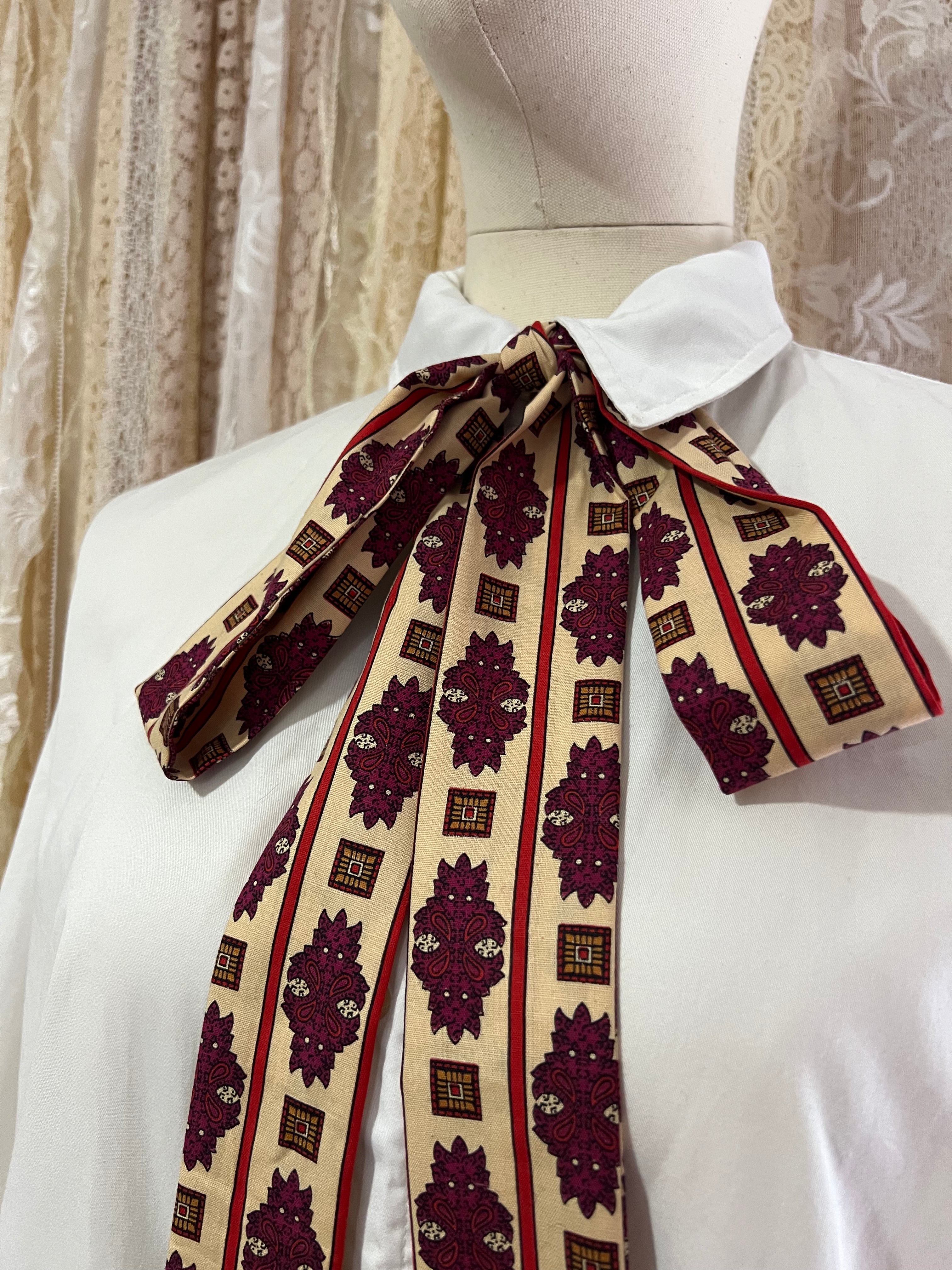 Regal Tile Print Pussybow Tie Collar