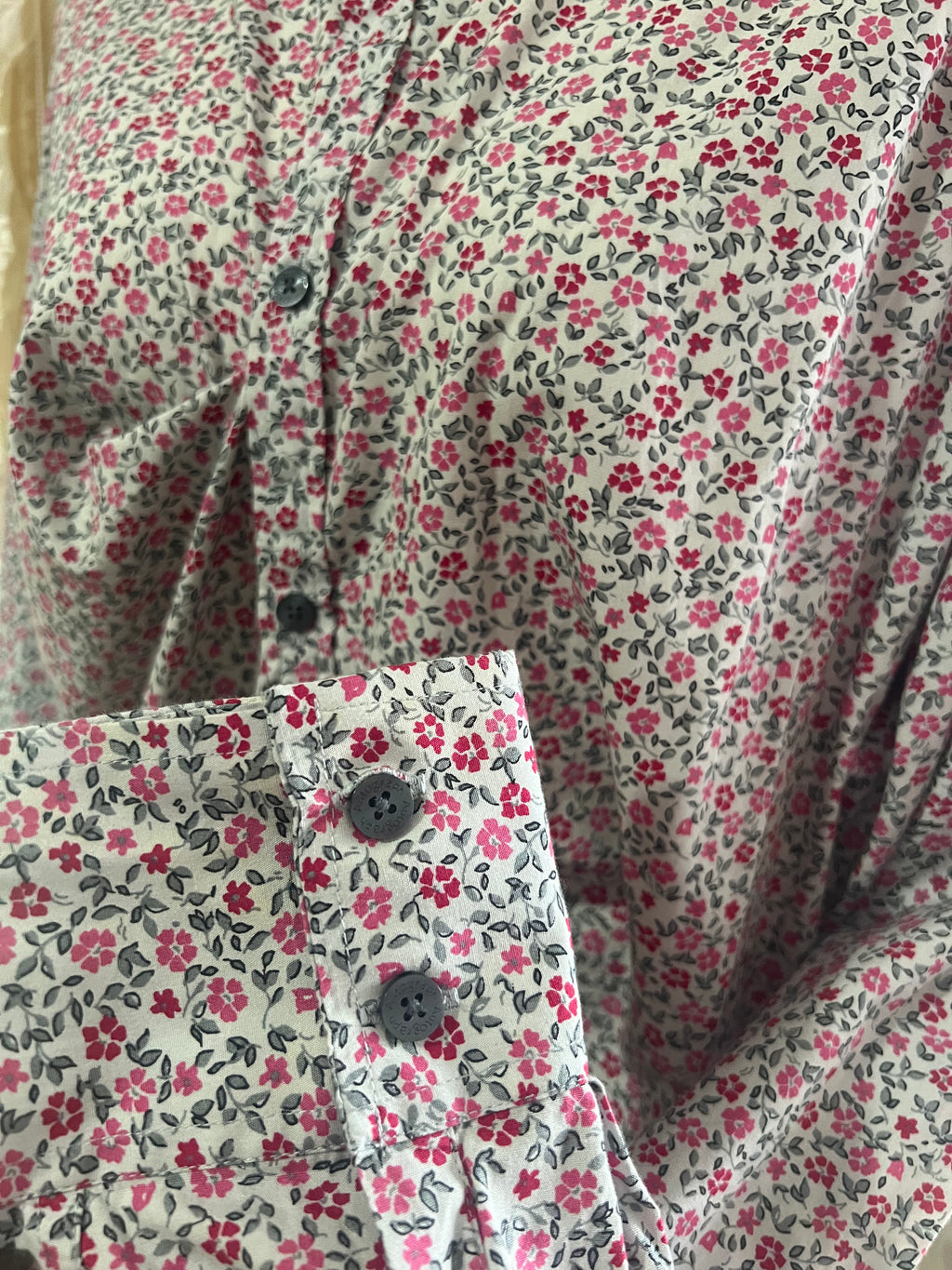 Reworked Drape Front Blouse in Pink Daisy - XXL