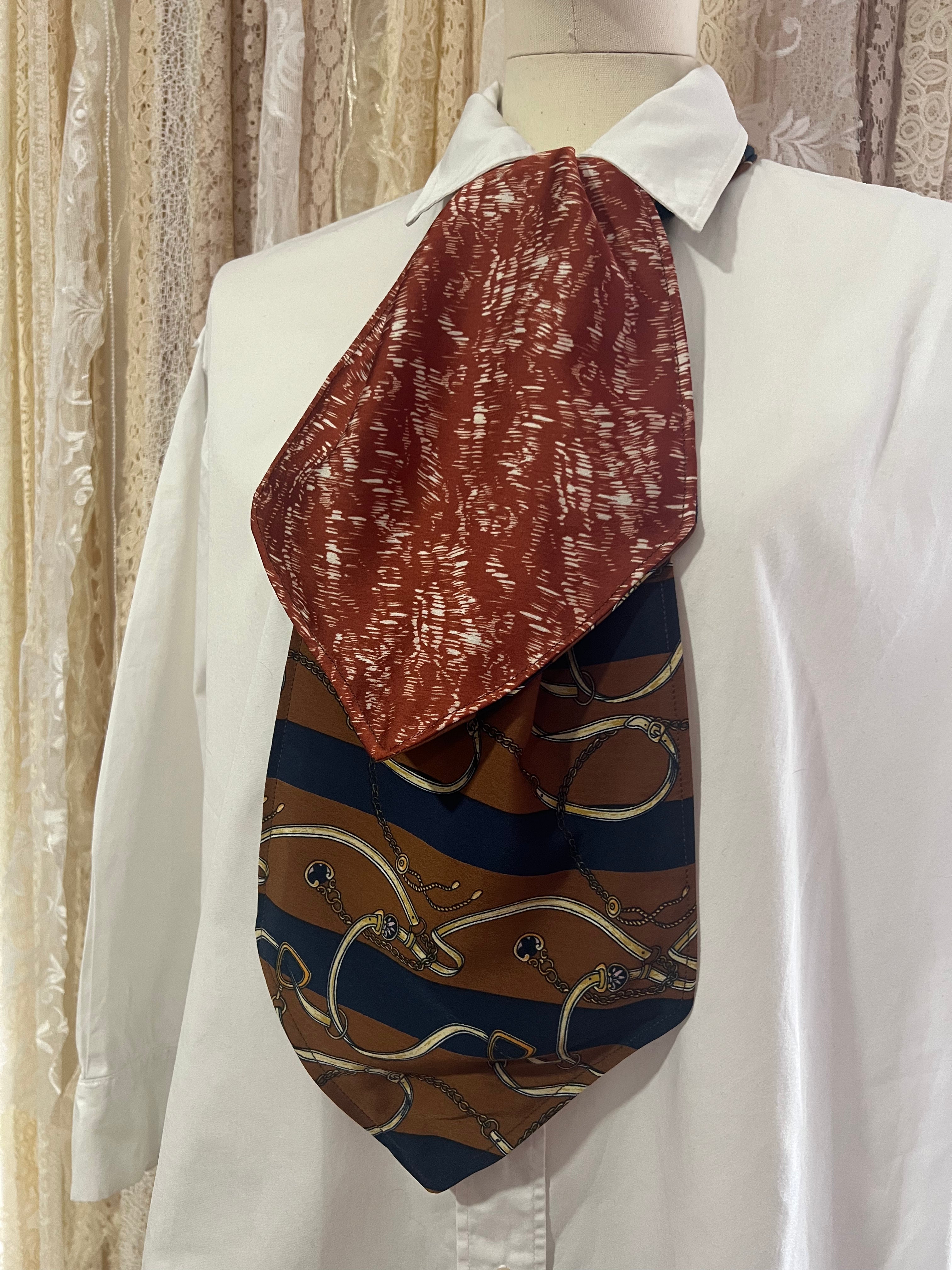 Rust Dash and Equestrian Stripe Reversible Cravat