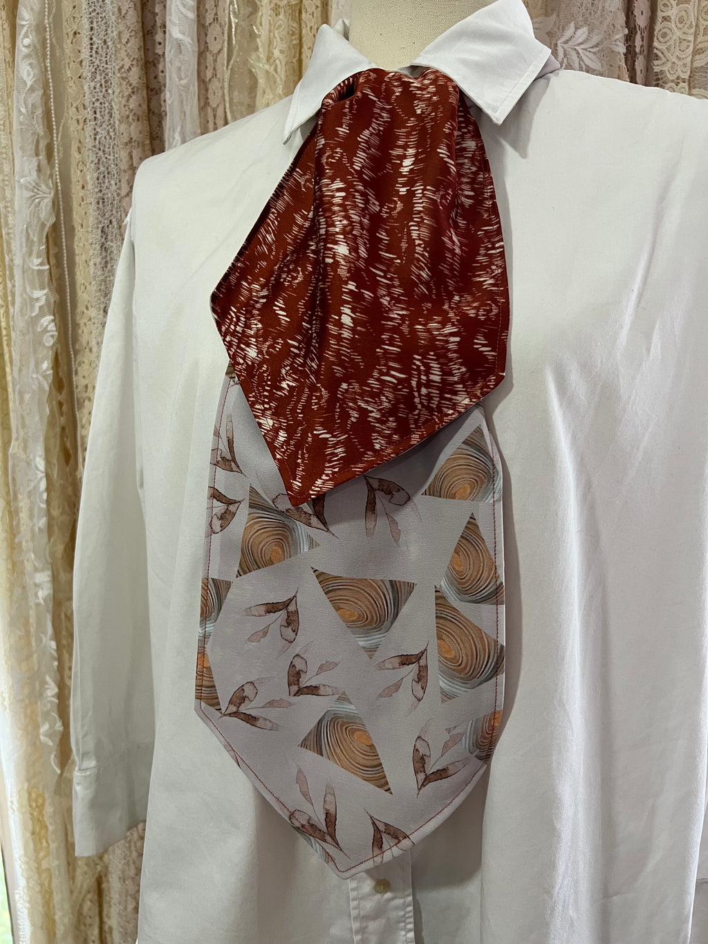 Rust Dash and Timber Triangles Reversible Cravat