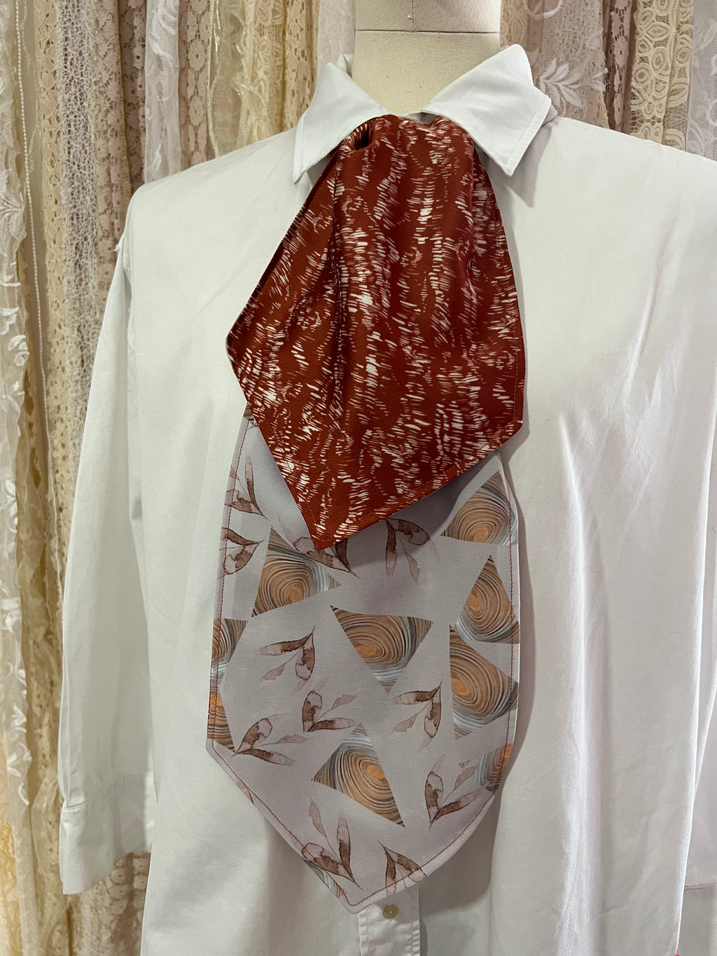 Rust Dash and Timber Triangles Reversible Cravat